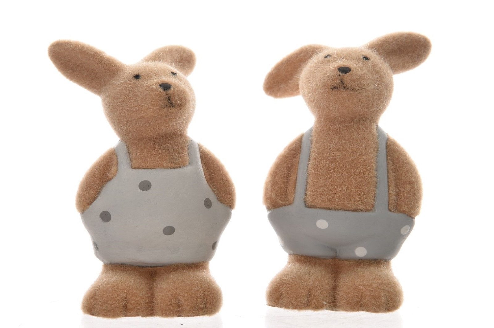 Kaemingk Dekofigur Dekofigur Osterhase Keramik Flock H14. cm 2er-Set
