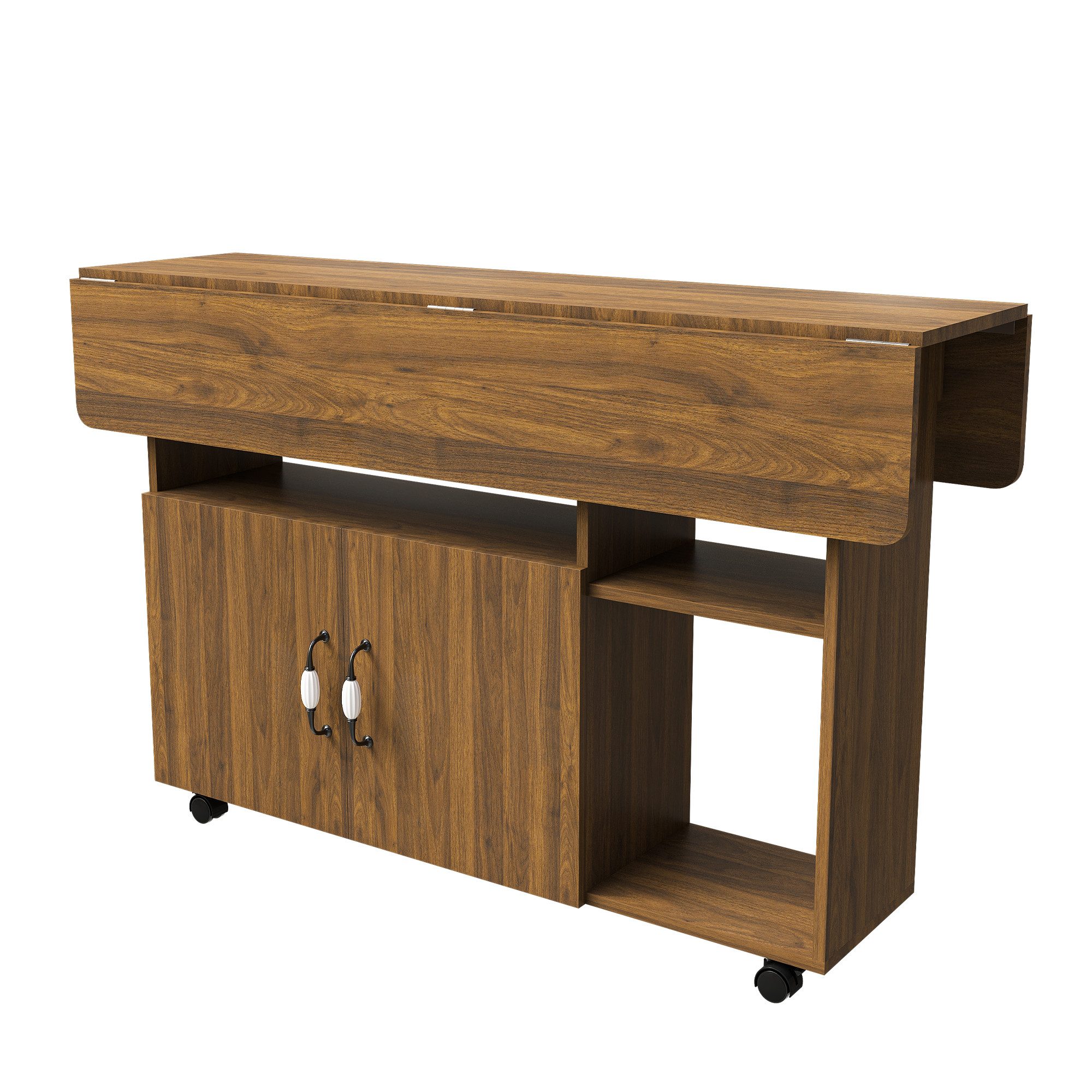 GLP Klapptisch 3-in-1 Esstisch 110x70 cm, Mobiler Küchentisch mit Stauraum (Einzelartikel, 1-tlg), Klapptisch mit Stauraum und feststellbaren Rollen