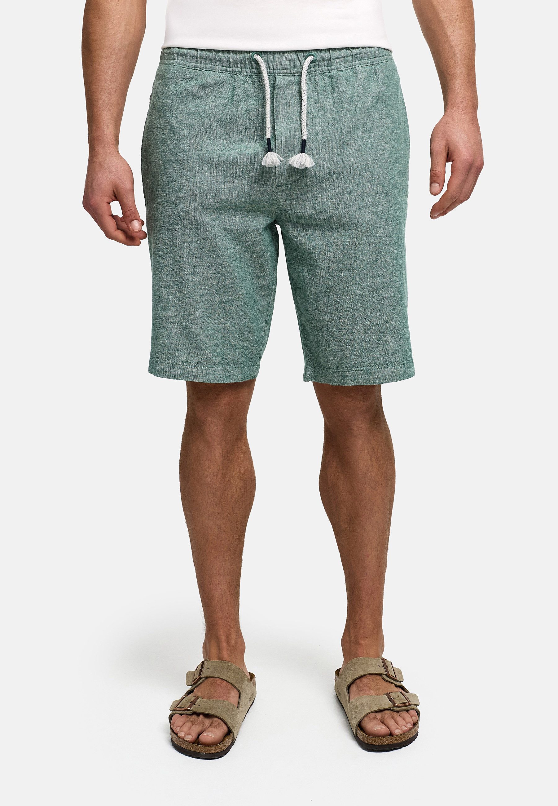 INDICODE Leinenhose Herren INLino Leinen Shorts mit Kordelzugbund mit elastischem Bund und Bindekordel in sommerlich leichter Qualität