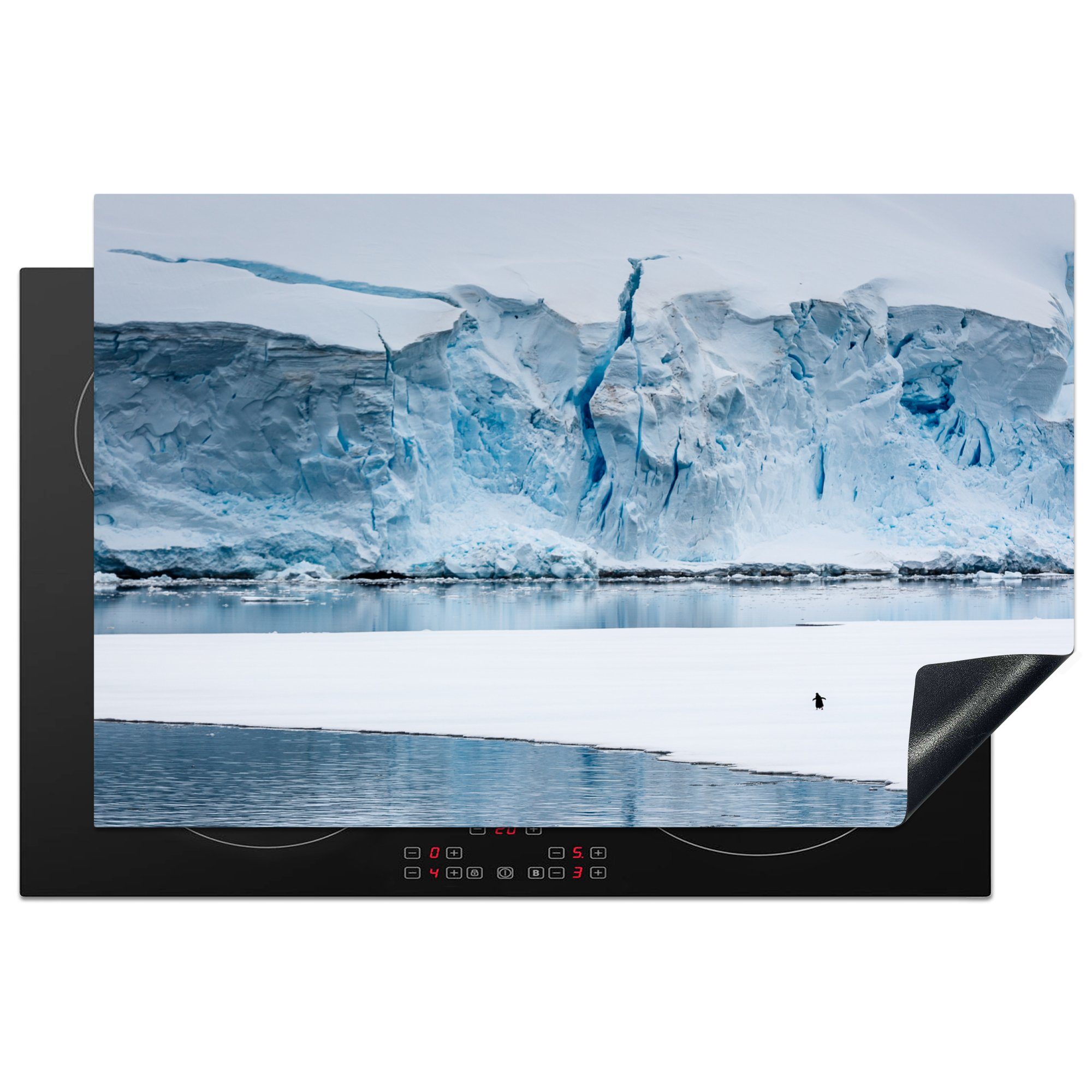 MuchoWow Herdblende-/Abdeckplatte Verschneite Eisberge in der Antarktis, Vinyl, (1 tlg), 81x52 cm, Induktionskochfeld Schutz für die küche, Ceranfeldabdeckung
