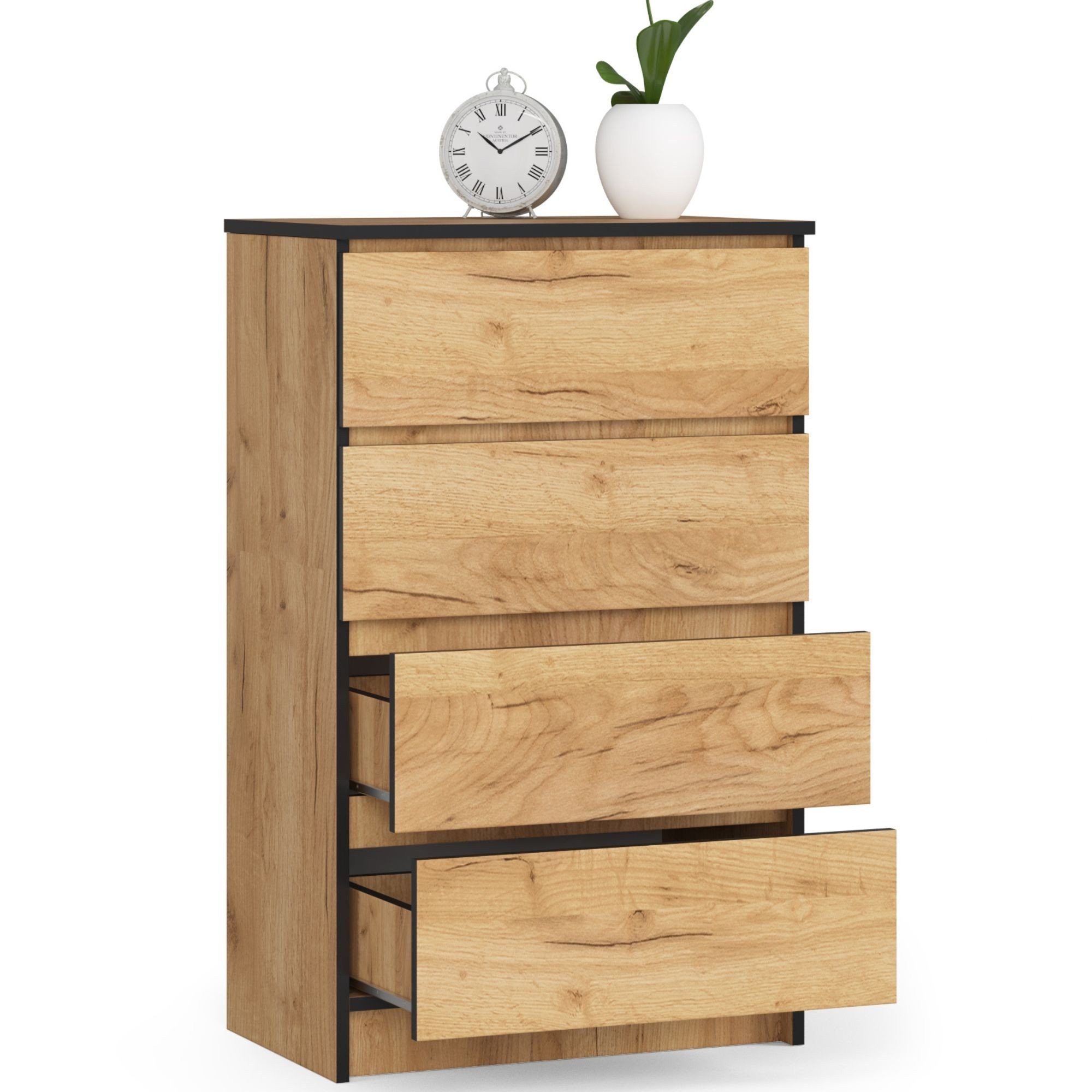 Raumhirsch Furniture Kommode mit 4 Schubladen Sideboard 60 cm Schrank Anrichte Wohnschrank, (viele Farbvarianten - Maße : 99 x 60 x 40 cm) - Hochwertig & stabil – Bild 3 von 5