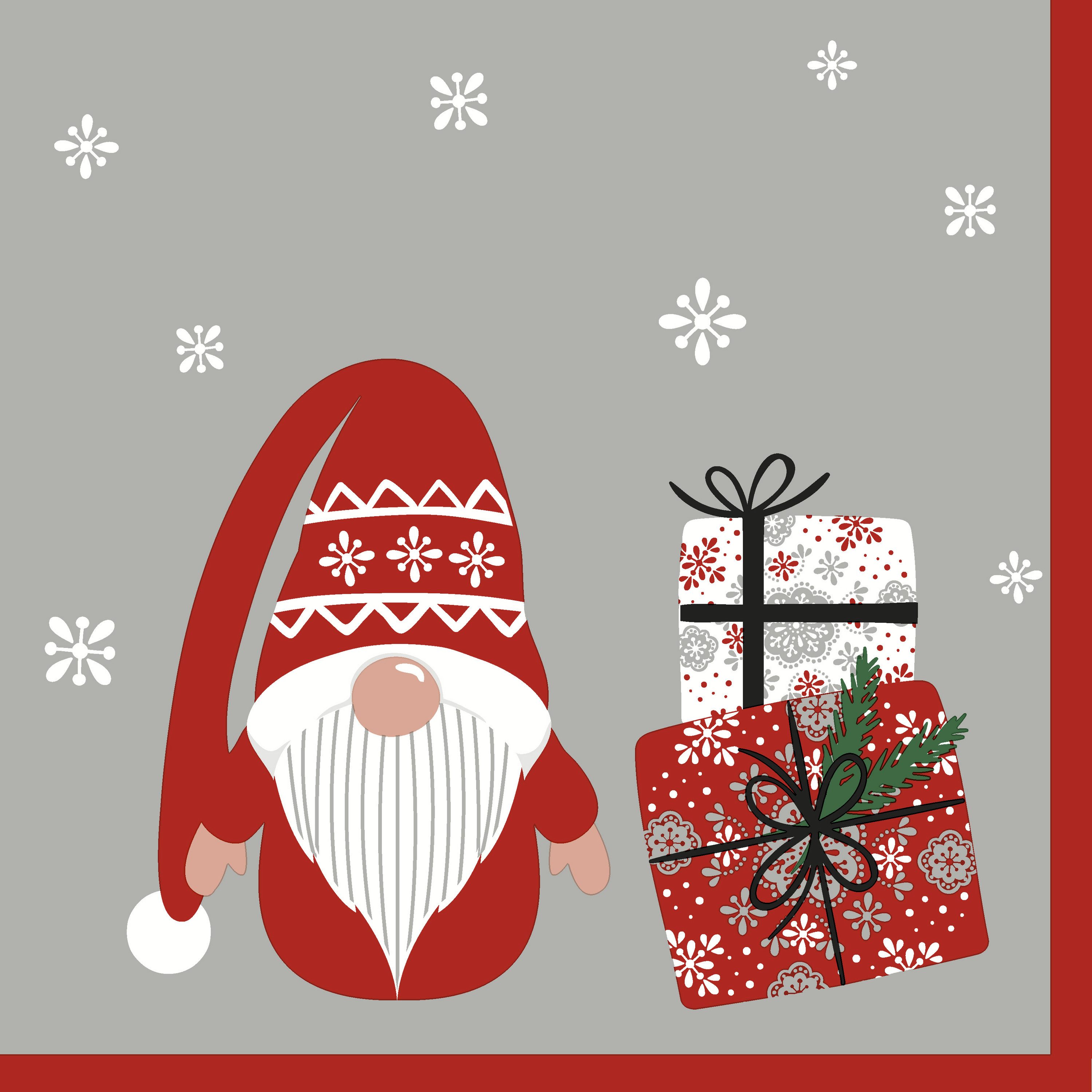 Paper+Design Papierserviette Wichtel mit Geschenken, (20 St), 33 cm x 33 cm