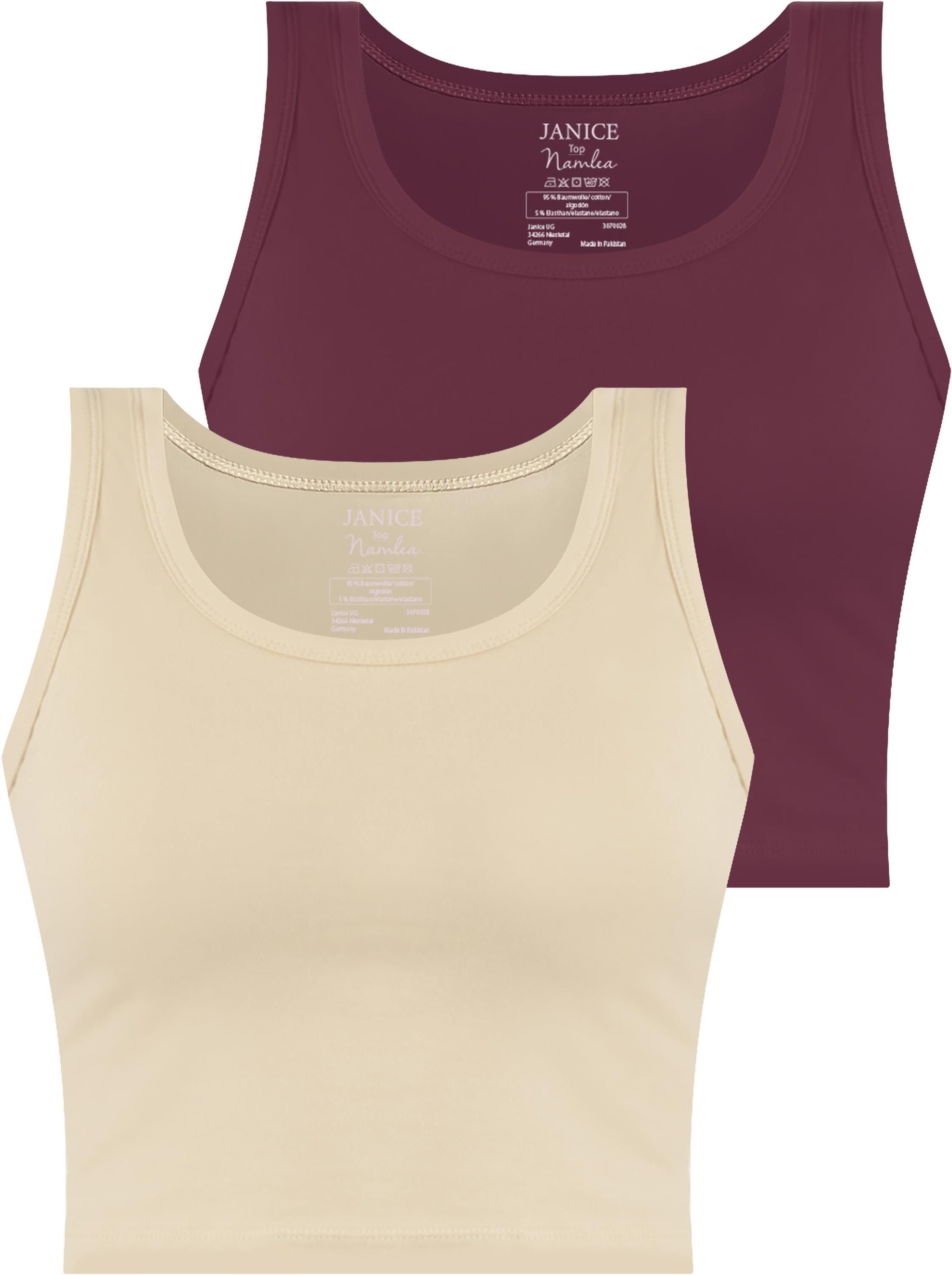 Janice Tanktop 2 x Damen crop Top Namlea Kurzes Tanktop aus Baumwolle günstig online kaufen