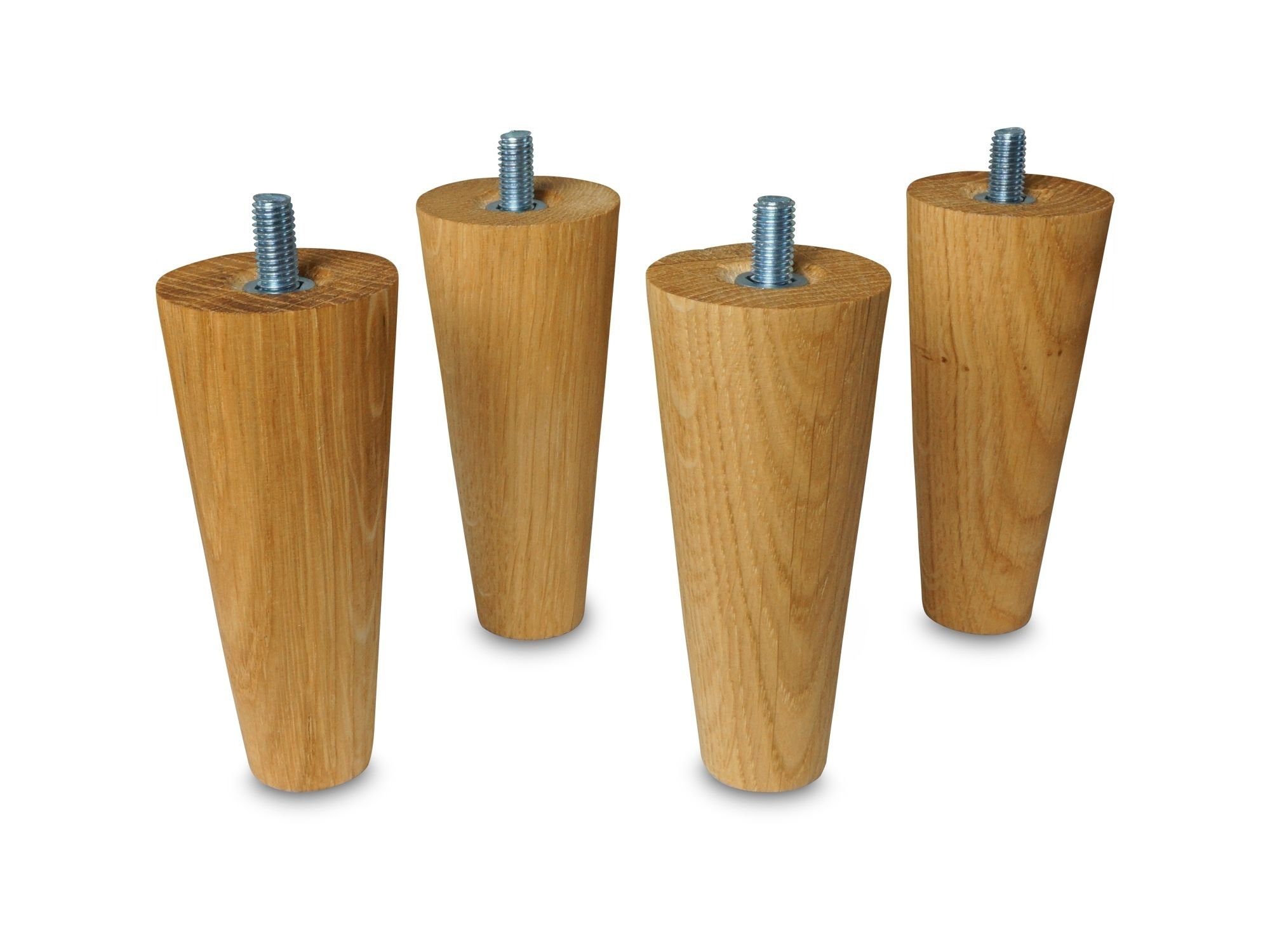 Eiche Omformo (Set, Möbelfüße mit Möbelfuß Eiche alle gängigen natur Möbelstücke und Gewinde Upp M8 geölt Massivholz, Sofas 4-St., für in 4),