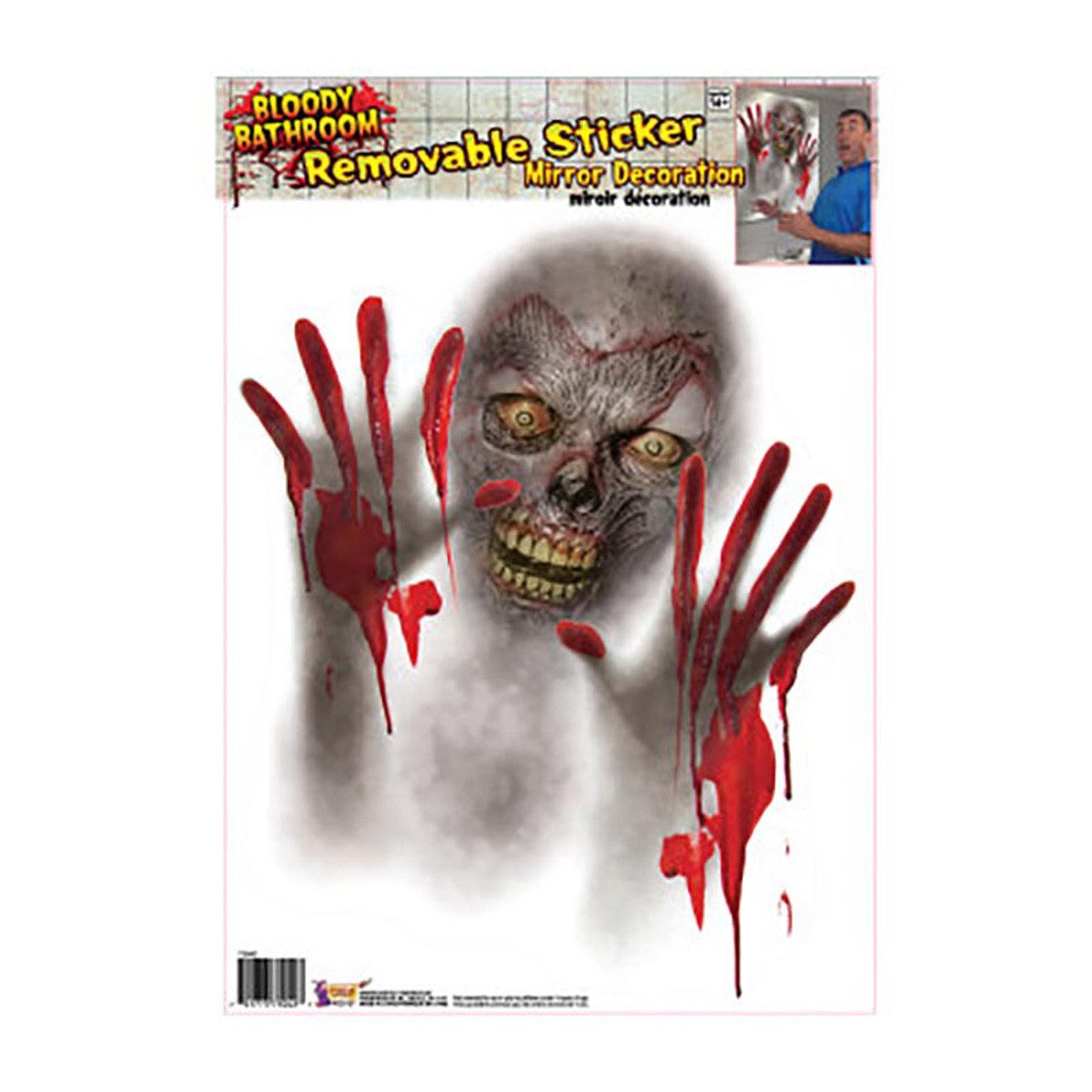 Rubies Niederlande b.v. Dekoobjekt Spiegelaufkleber Blutiger Zombie ca 50x4 günstig online kaufen