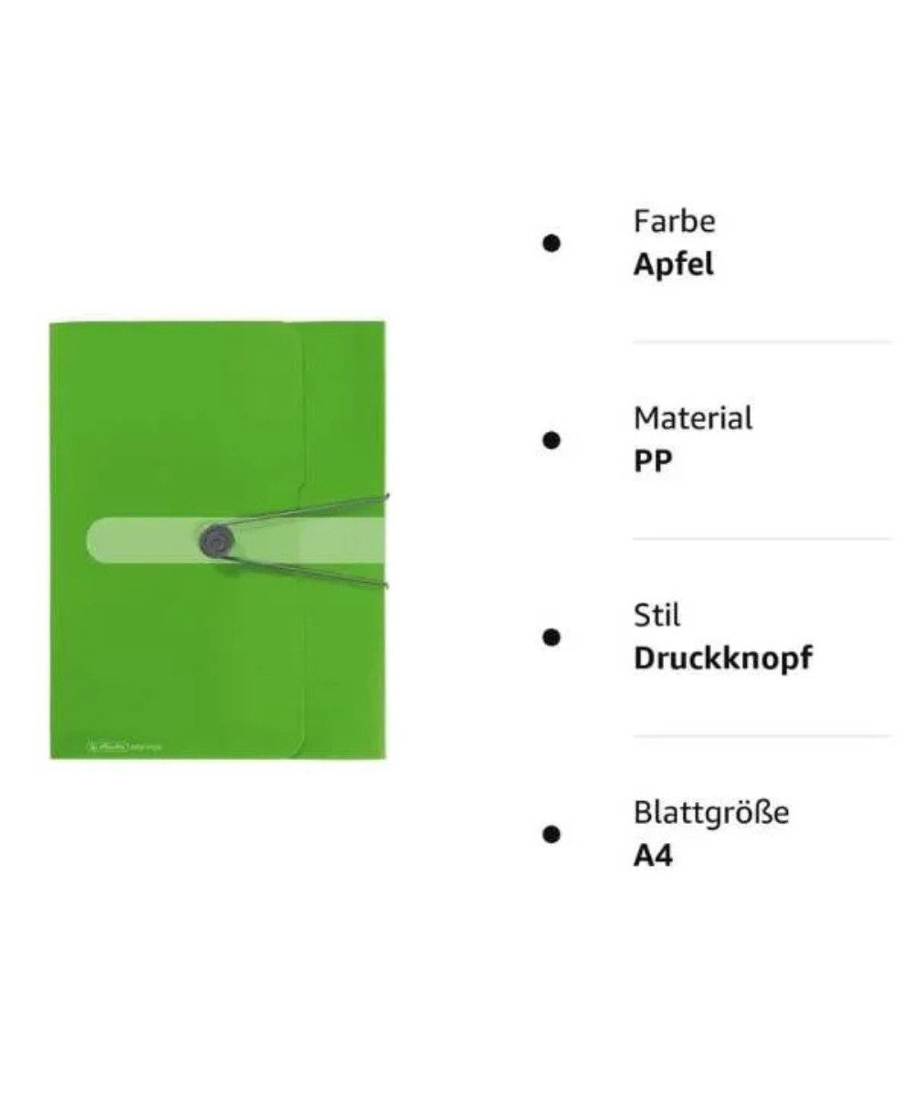 Herlitz Fächermappe herlitz Sammelmappen Postmappe DIN A4 grün (Packung, 1-St., Postmappe), Der praktische Gummizug-Verschluss hält alles fest an Ort .