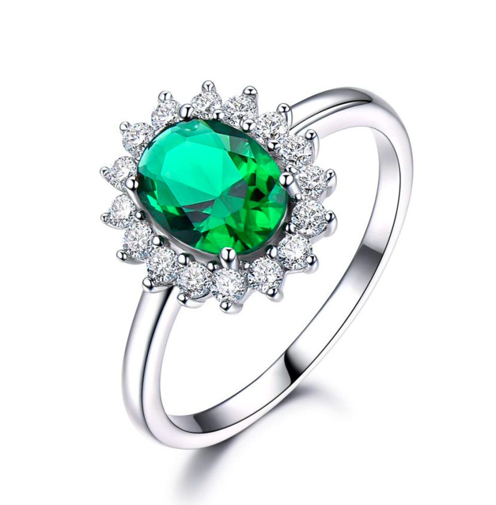 Living Oak Fingerring Zirkonia Ring Grün aus 925 Sterling Silber