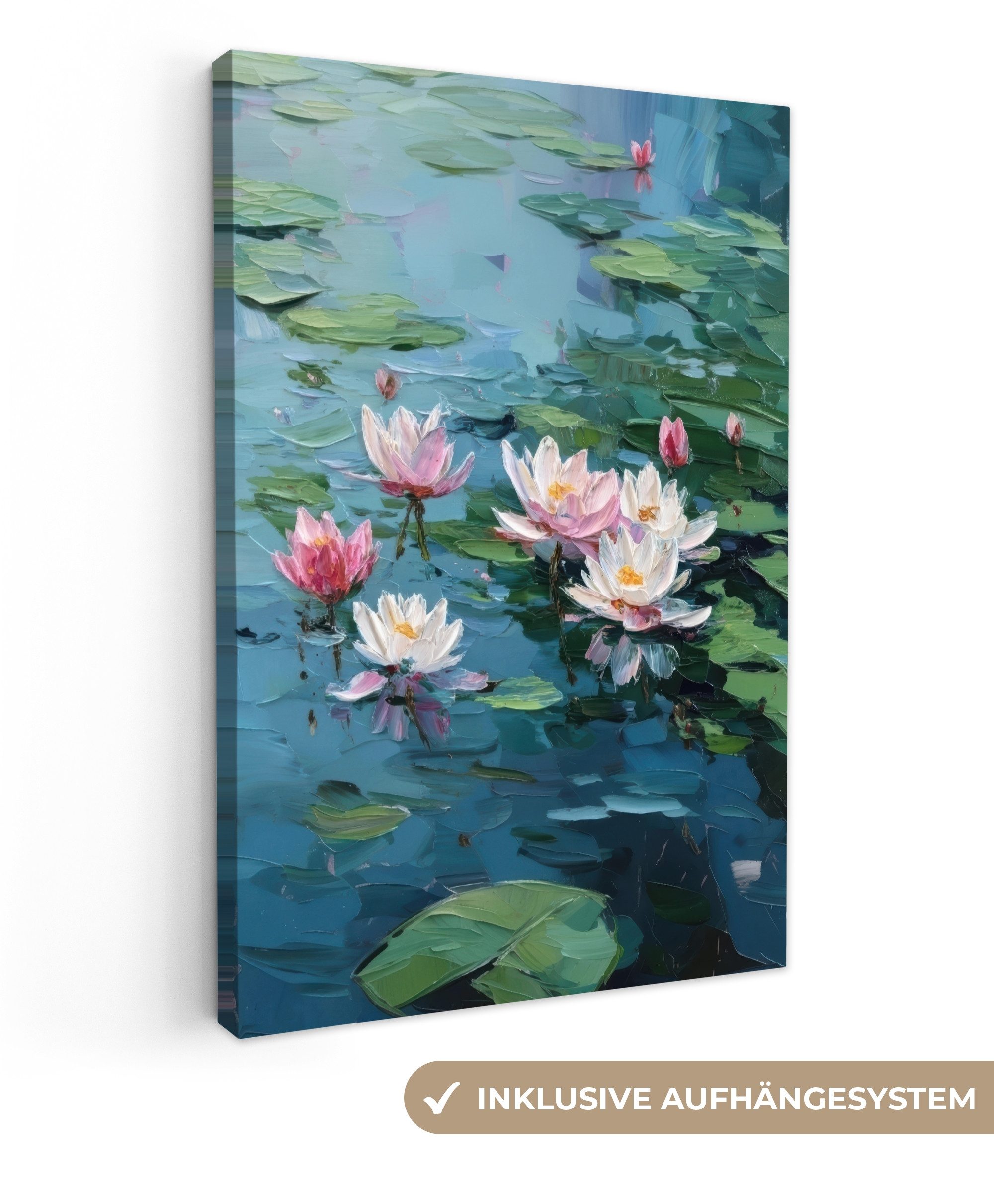 OneMillionCanvasses® Leinwandbild Seerosen - Blumen - Rosa - Wasser, Fotodr günstig online kaufen
