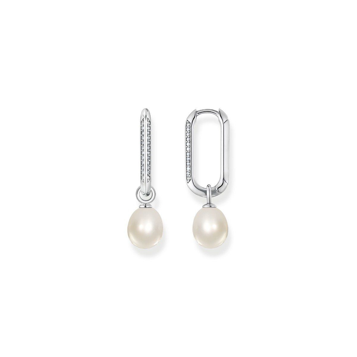 Creolen SABO THOMAS Paar Silber Glieder und Creolen Ohrringe Damen Perlen CR689-643-14