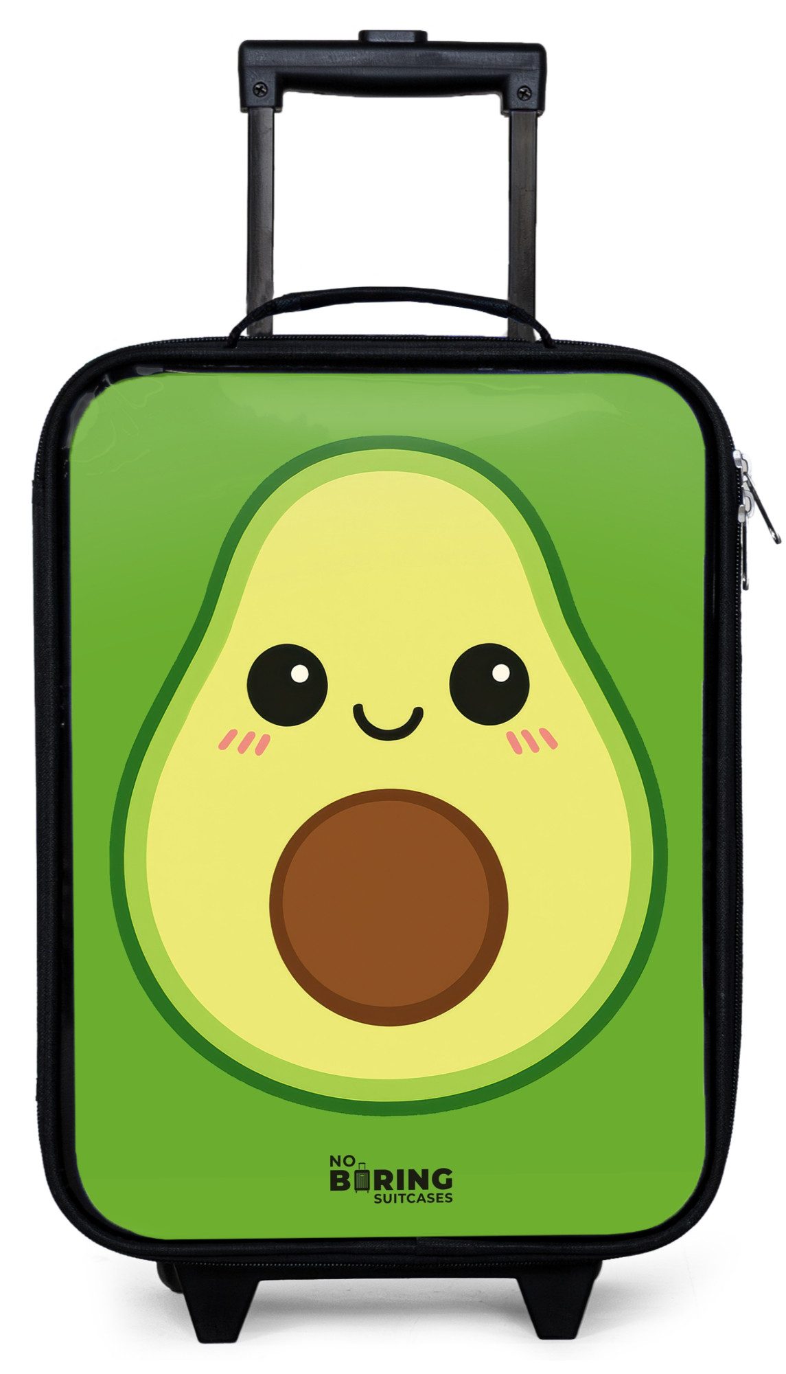 NoBoringSuitcases.com© Kinderkoffer mit leuchtende Räder - Kawai - Avocado - Grün, 2 Rollen, Kinder Koffer Klein, Trolley Handgepäck, Reisekoffer
