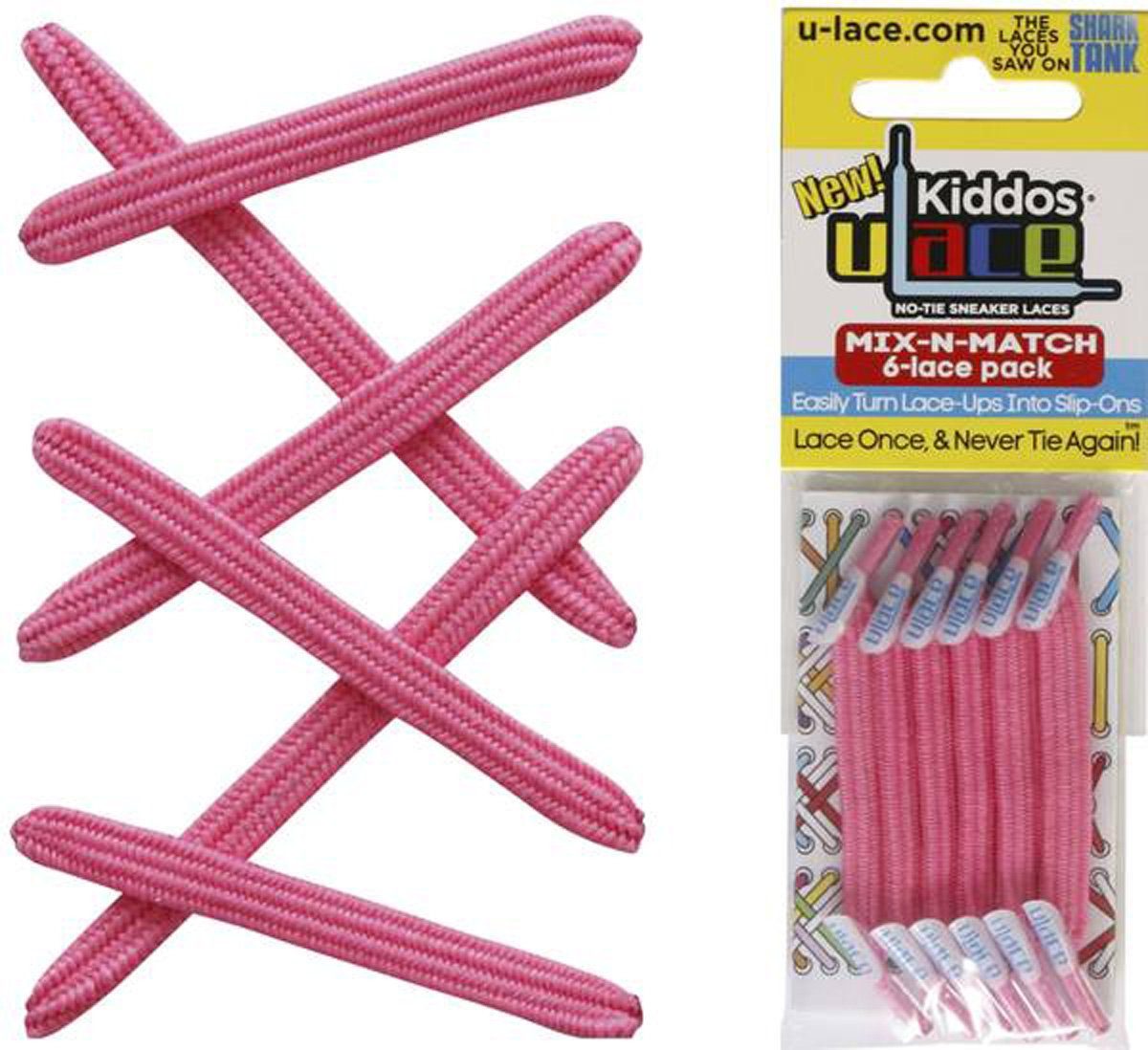 U-Laces Schnürsenkel Kiddos - elastische Schnürsenkel mit Wiederhaken für Kinder Shocking Pink