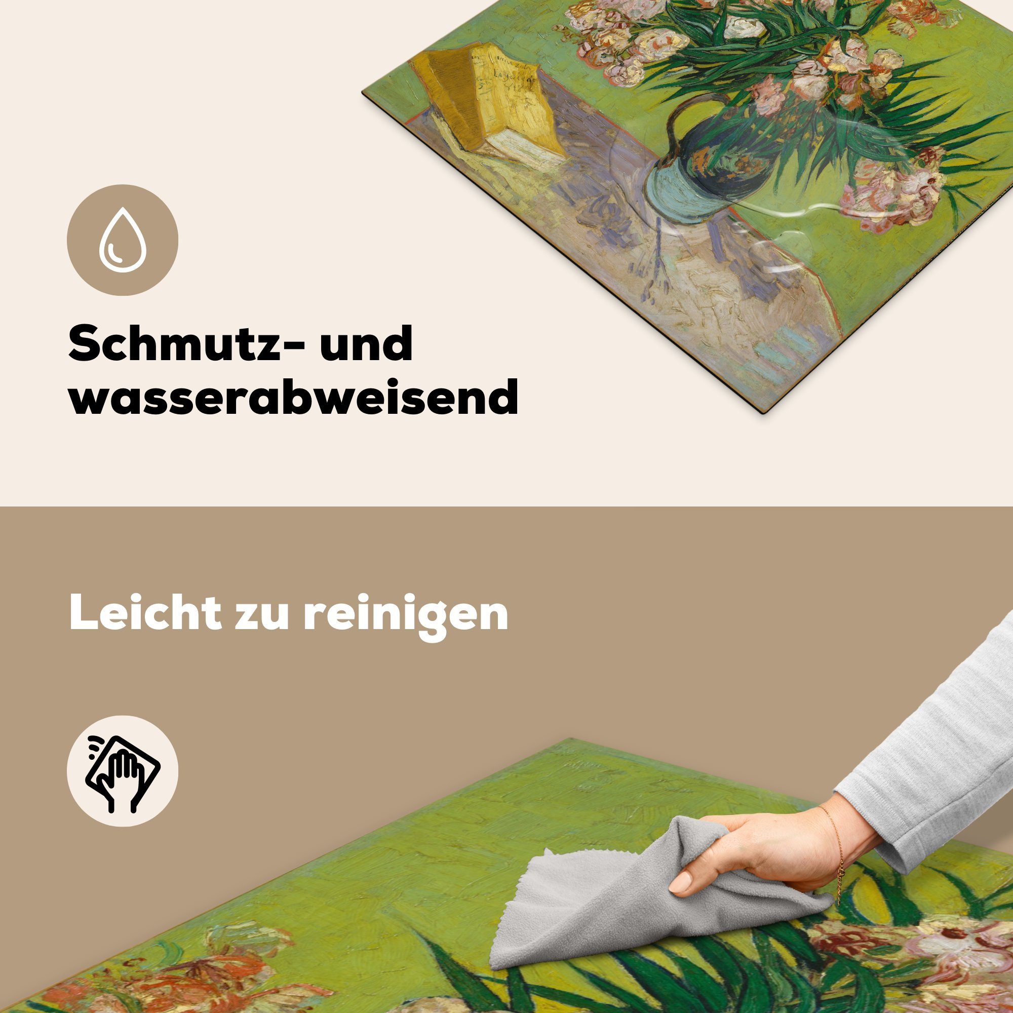 van Vinyl, Herdblende-/Abdeckplatte küche, Oleander für Induktionsmatte - tlg), cm, Der die Gogh, MuchoWow Vincent 59x52 (1 Ceranfeldabdeckung