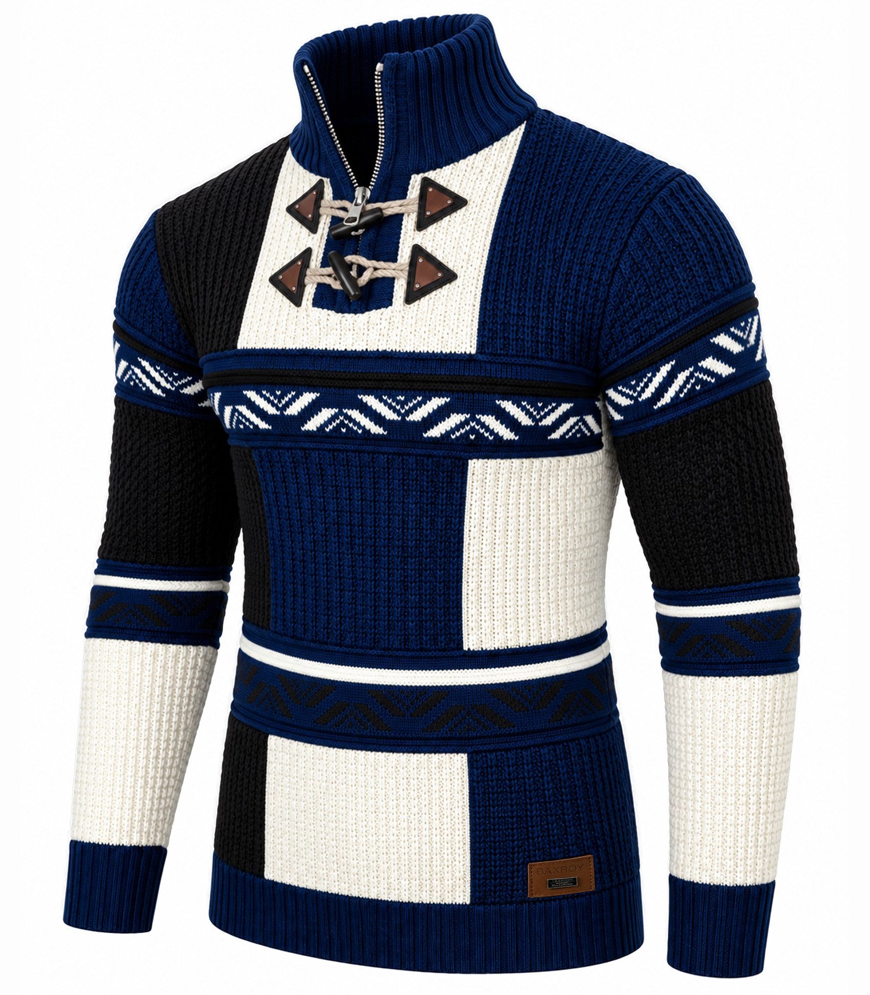 Baxboy Strickpullover Baxboy Herren Winter Stehkragen Reißverschluss Jacke B-51318