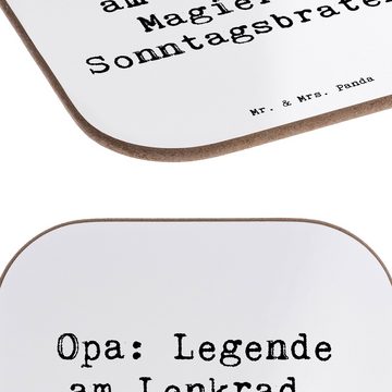 Mr. & Mrs. Panda Getränkeuntersetzer Talente Opa - Weiß - Geschenk, Bierdeckel, Getränkeuntersetzer, Glasu, 1-tlg., Handgezeichnete Motive