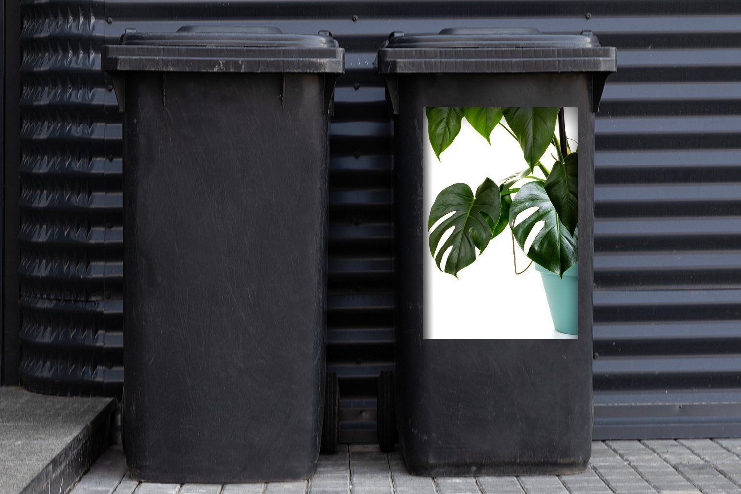 MuchoWow Wandsticker Monsterpflanze im Topf Mülleimer-aufkleber, St), Container, (1 Mülltonne, Sticker, Abfalbehälter