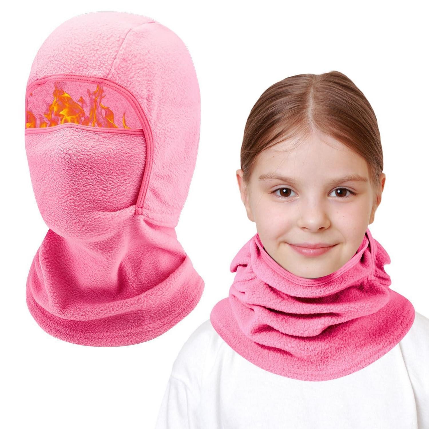 LuxusKollektion Sturmhaube Sturmhaube Kinder 4-13 Skimaske Fleece Winddicht Halswärmer Rosenrot