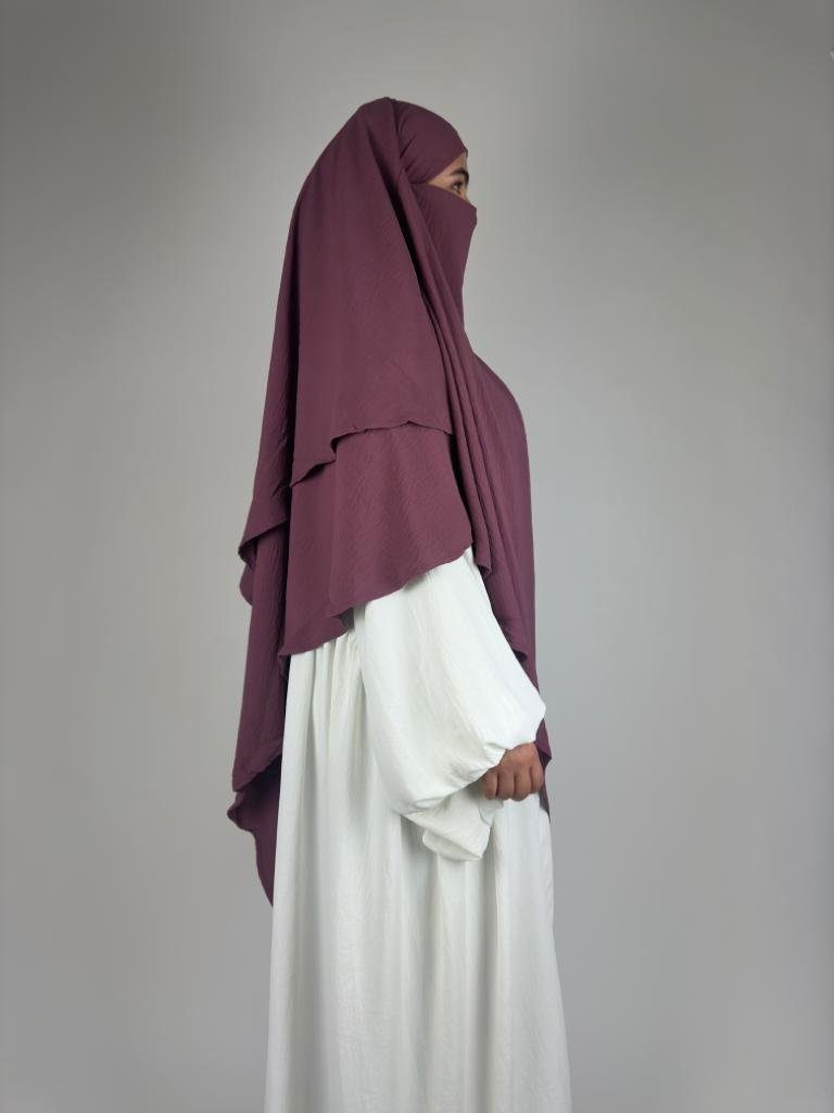 Aymasal Kopftuch Zweilagiger Khimar Aqsa Hijab Khumur Kopftuch Jazz Magenta islamischer Nikab