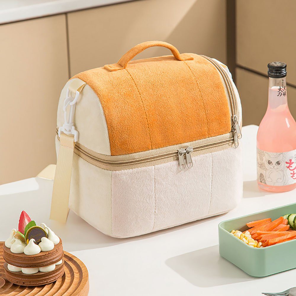 aikidio Picknickkorb Flanell-Toasttasche im Picknickkorb, tragbare Isoliertasche für Lunch orange