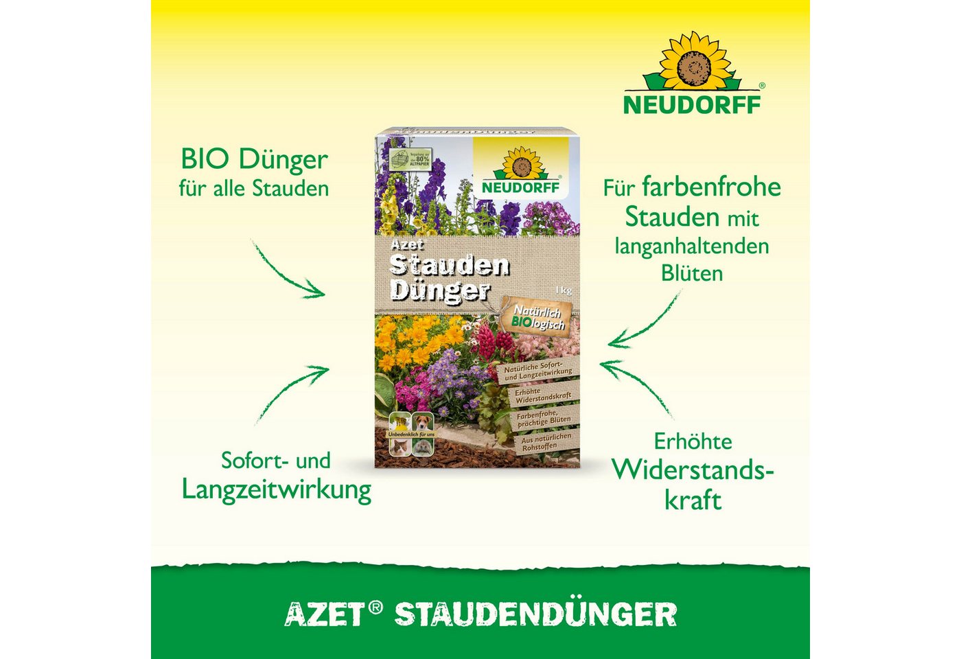 Thumbnail - Neudorff Blumendünger Bio - Azet StaudenDünger 1 kg, sorgt für farbenfrohe und langanhaltende Blüten aller Stauden, orga...