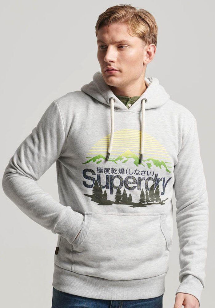 Superdry Kapuzensweatshirt CL GREAT OUTDOORS GRAPHIC HOOD Grey Marl | Sweatshirts