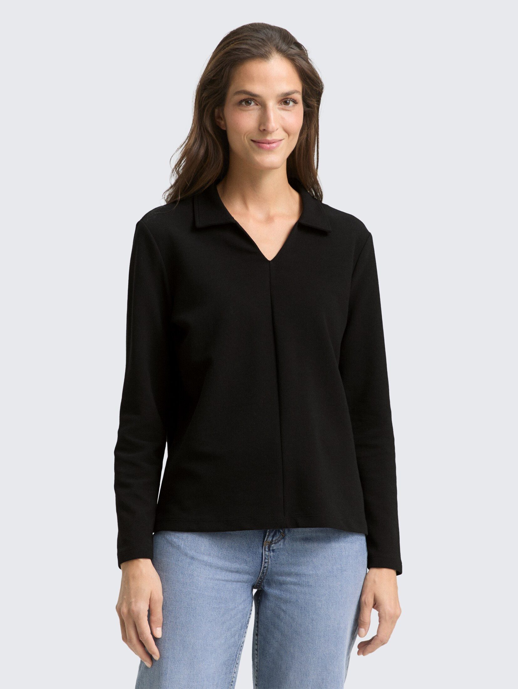 TOM TAILOR Langarmshirt T-Shirt Langarmshirt mit Polokragen