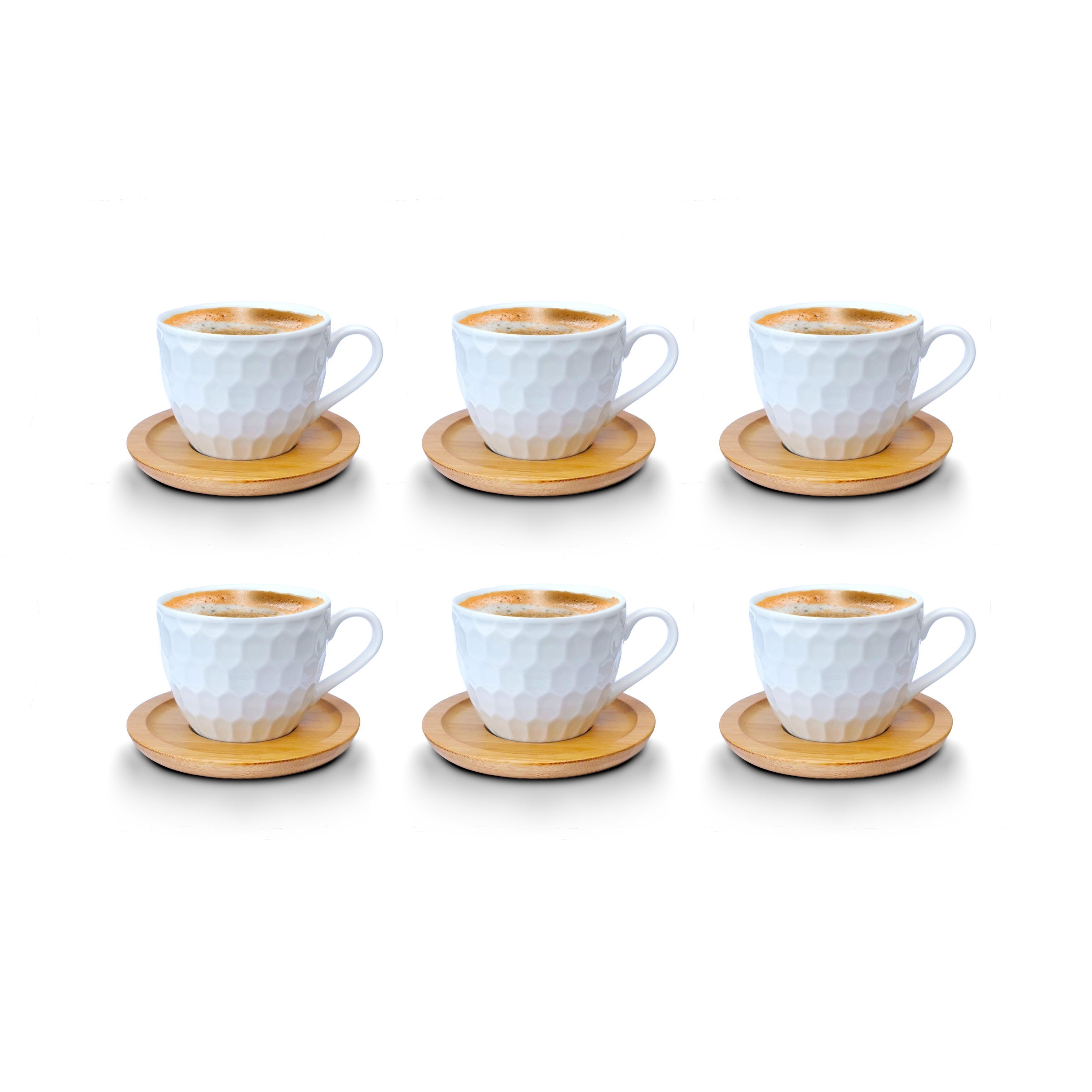 Brahmstein Tasse Tassen Set Teeservice Kaffeeservice mit Untertassen 12-Teilig, 12-tlg., Porzellan, Espressotassen, 6er-Set, mit Untertassen