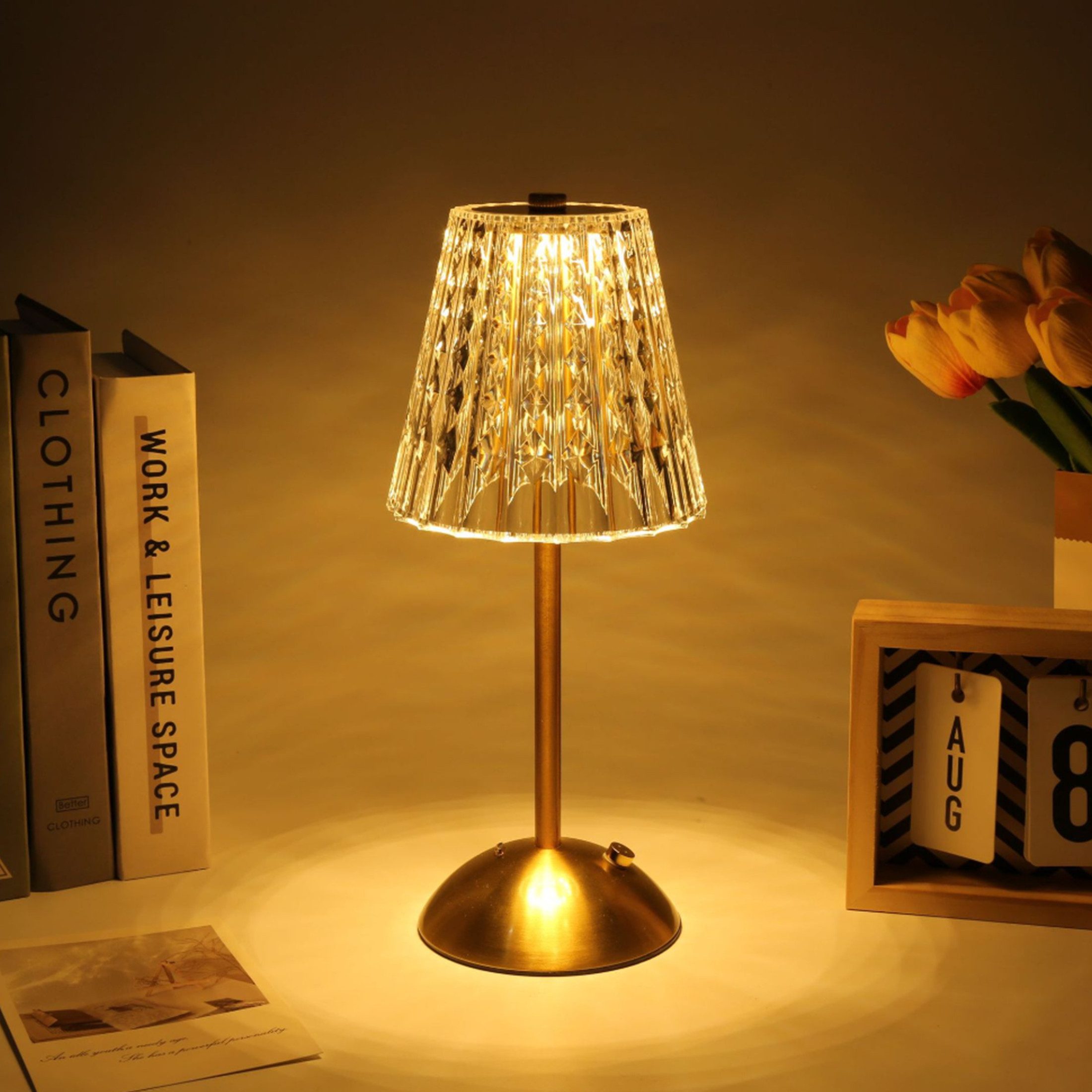 LED Tischleuchte AKKU Tischlampe, Stufenlos Dimmbar, Nachttischlampe, Schreibtischlampe