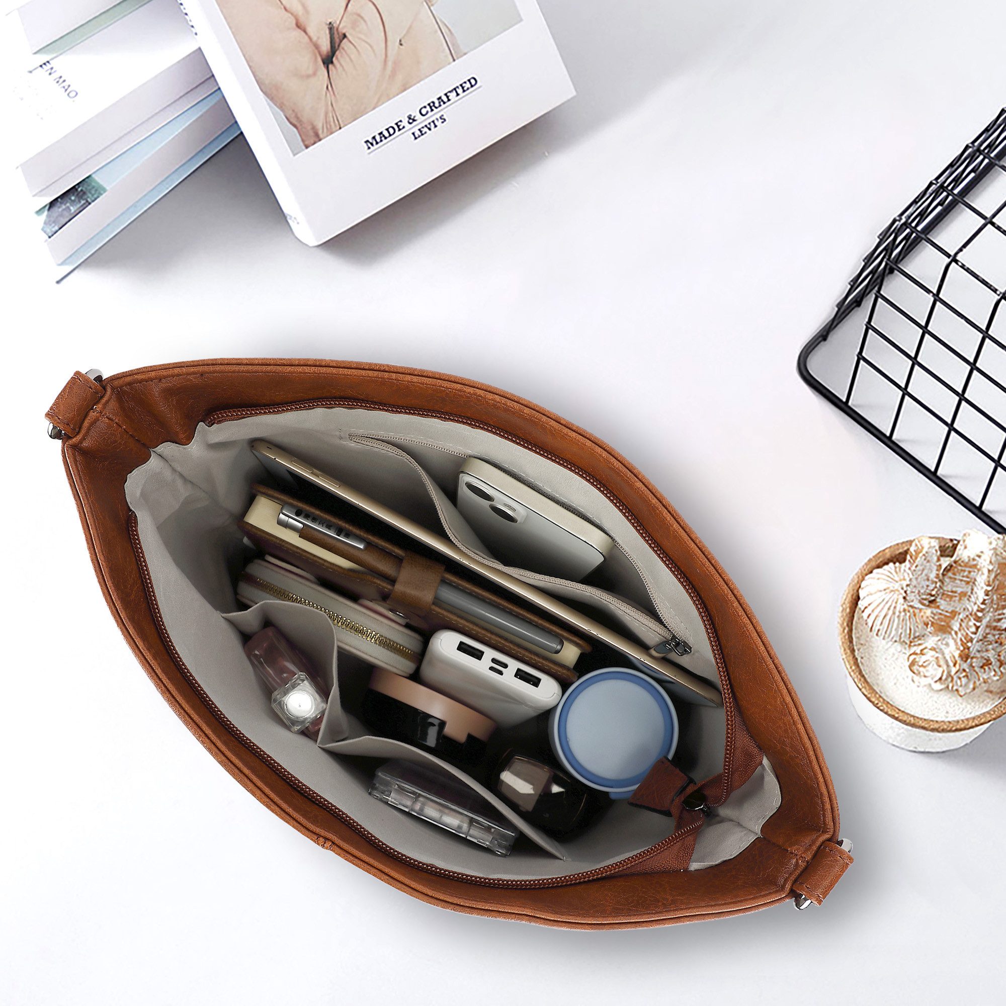 TAN.TOMI Schultertasche Damen Crossbody Bag Henkeltasche Mittel Umhängetasche, Mit Verstellbar Abnehmbar Für Pendeln Reise Campus Sport