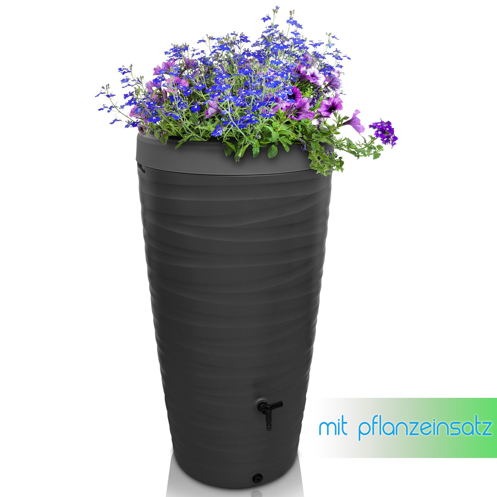 YourCasa Regentonne 240 Liter [Wave Design] Regenfass aus Kunststoff