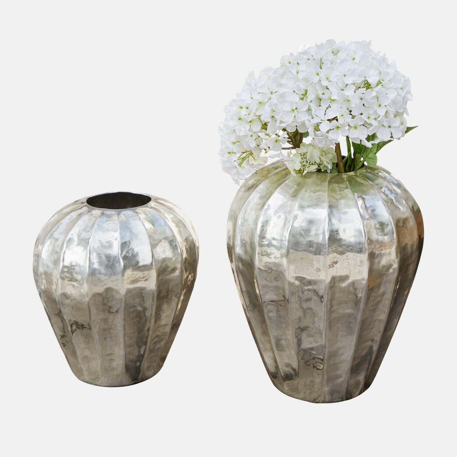 Mirabeau Übertopf Vase 2er Set Lévronne silber