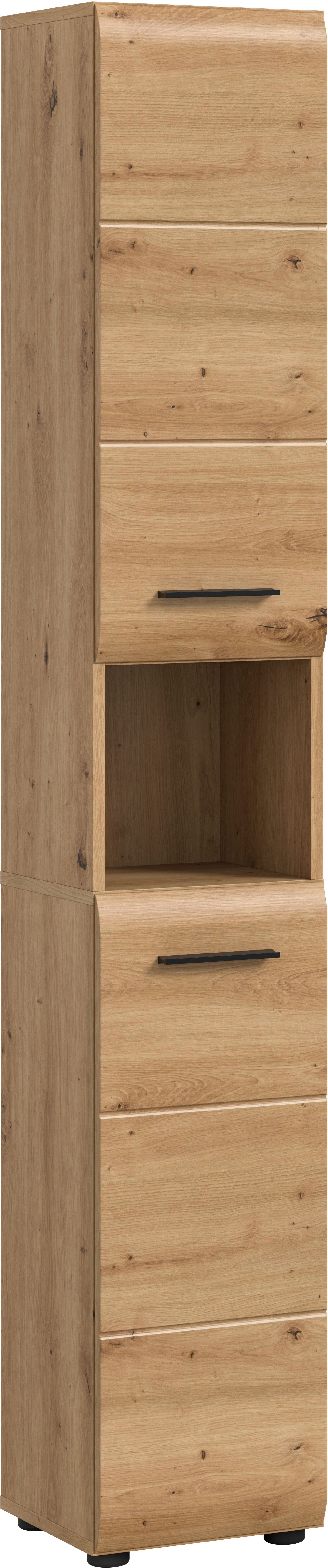 welltime Stauraumschrank FLORENZ, Höhe 185cm, 2 Türen, 7 Fächer, 4 Einlegeböden (1-St., TOPSELLER) Florenz, Badschrank hoch, Artisan Oak NB, 185 cm Hoch