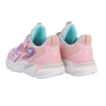 Ital-Design Kinder Low-Top Freizeit Sneaker Flach Freizeitschuhe in Rosa