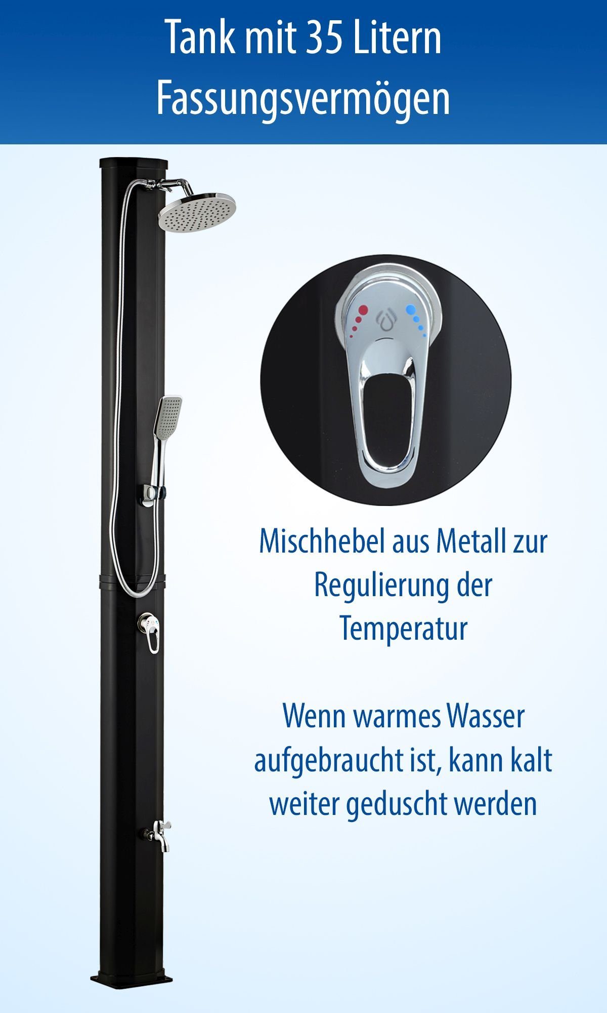 dirkstraumbad Gartendusche Solardusche Garten 35 Liter mit Handbrause