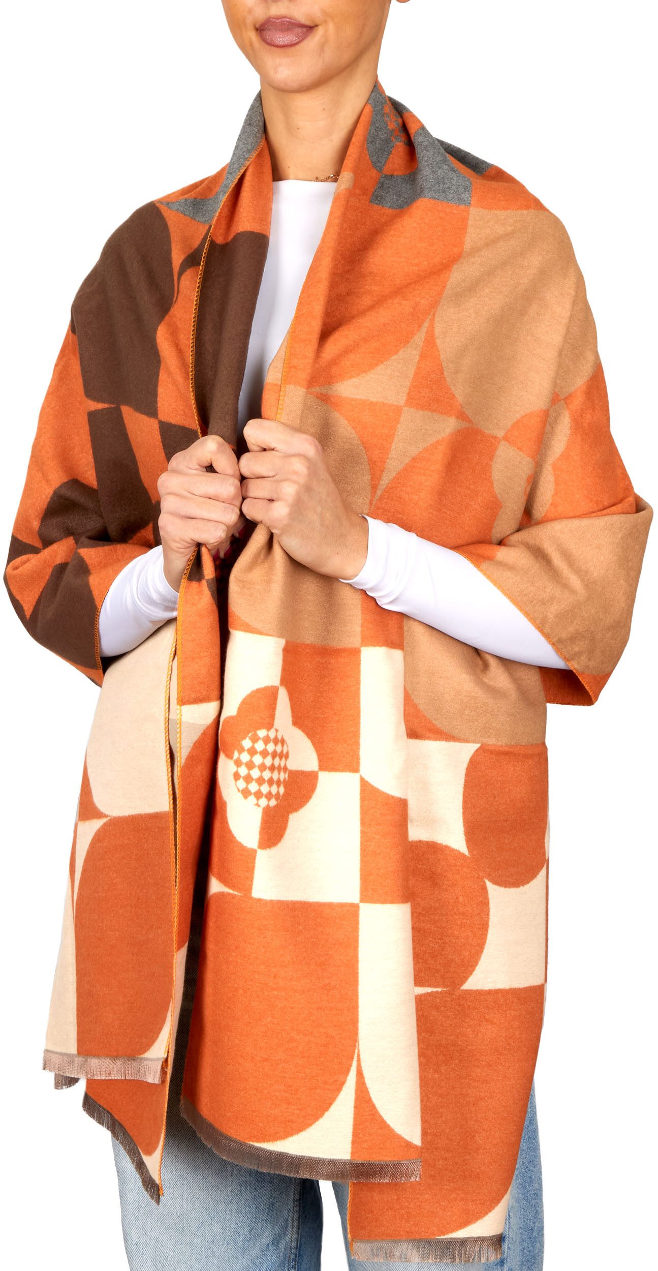 BRUBAKER Schal Cashmirillo Damen Schal mit Modernem Muster - 70 x 200 cm - Warm, (Oversized Schal für Herbst und Winter, 1-St), Kuschelig mit weichem Kaschmir-Gefühl - Damenschal Winterschal