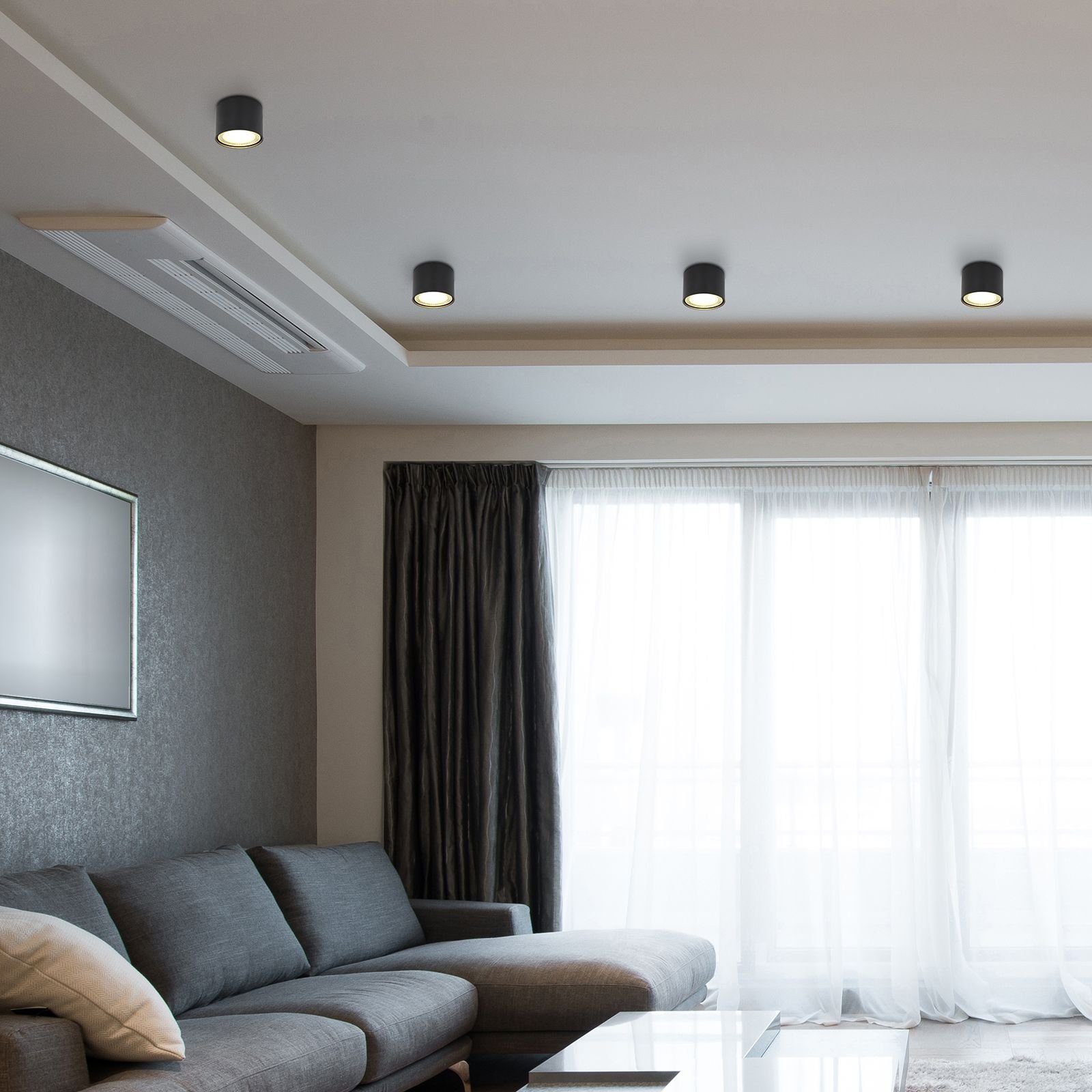 Esszimmer, LED Aufbau fest Deckenleuchte modern, GLOBO LED Globo Warmweiß, integriert, Schlafzimmer, Flur Wohnzimmer Deckenlampe, schwarz, Küche, Deckenstrahler Deckenleuchte