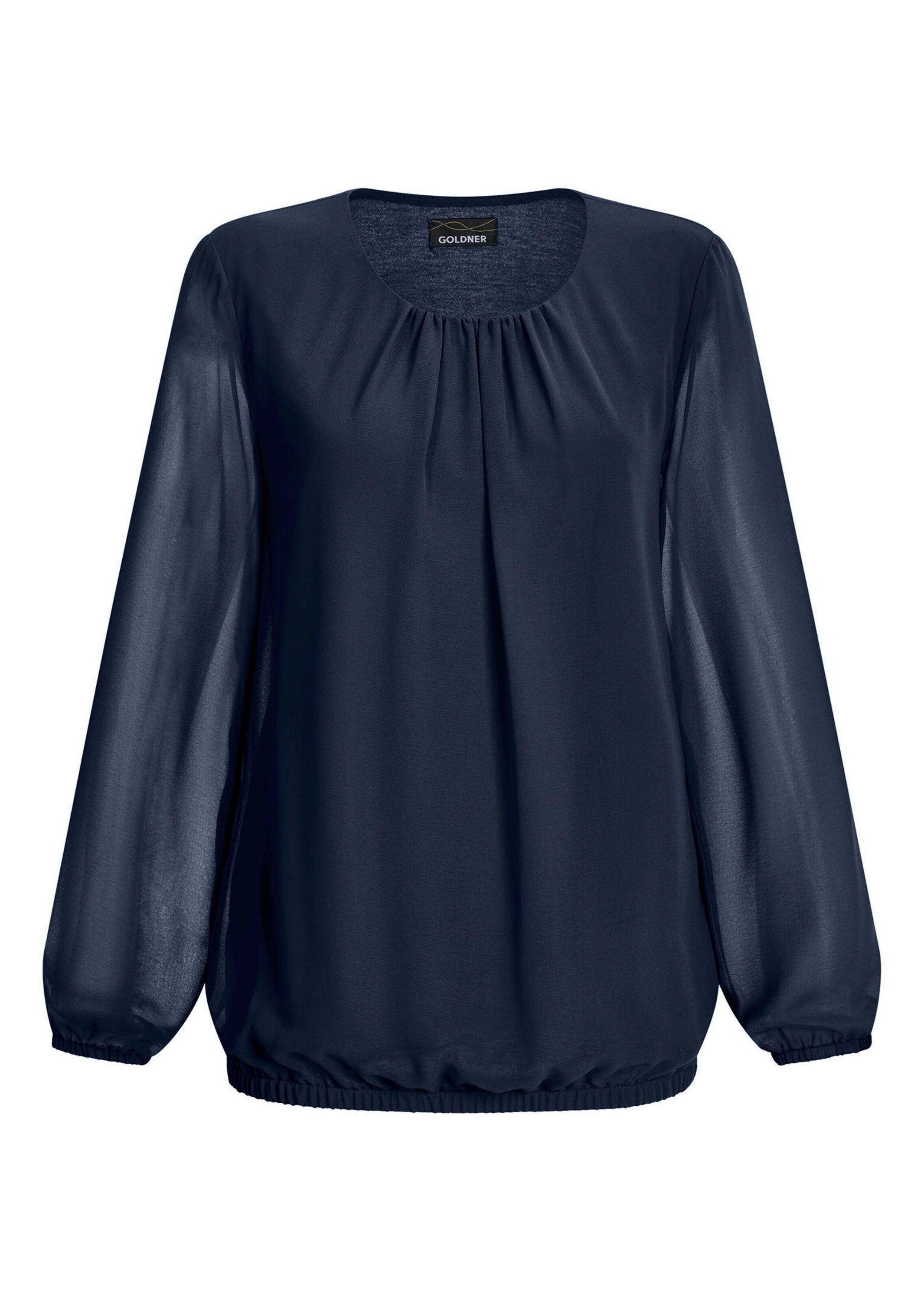 Klassische Bluse Kurzgröße: Jerseybluse mit Falten-Details
