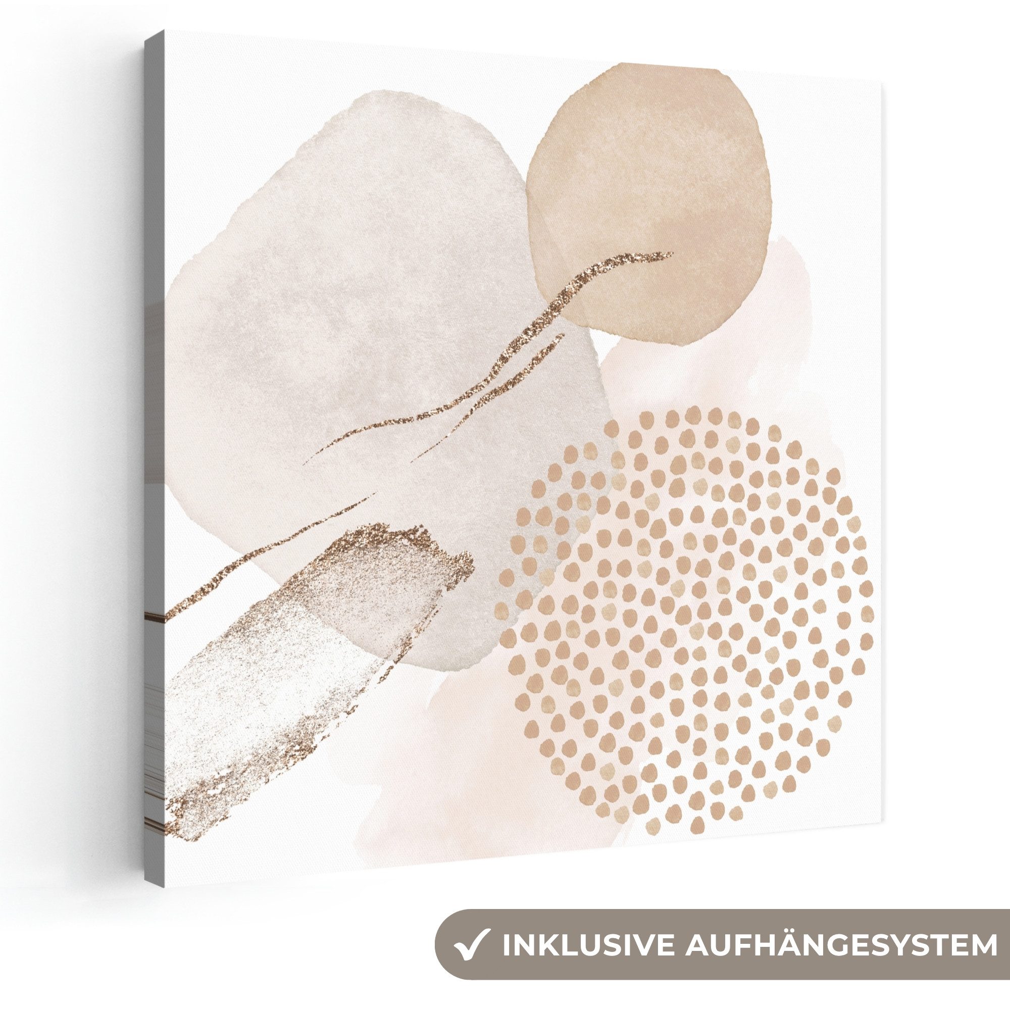 OneMillionCanvasses® Leinwandbild Aquarell - Beige - Pastell - Modern - Abstrakt, Fotodruck (1 St), Wandbild, Deko Schlafzimmer Wohnzimmer Flur 20x20 cm