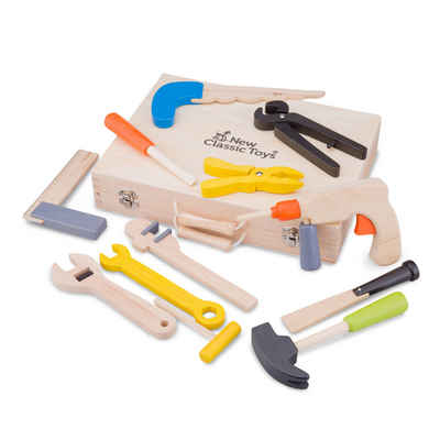 New Classic Toys® Kinder-Werkzeug-Set Werkzeugkasten mit Werkzeug aus Holz groß 12 Teile für Kinder