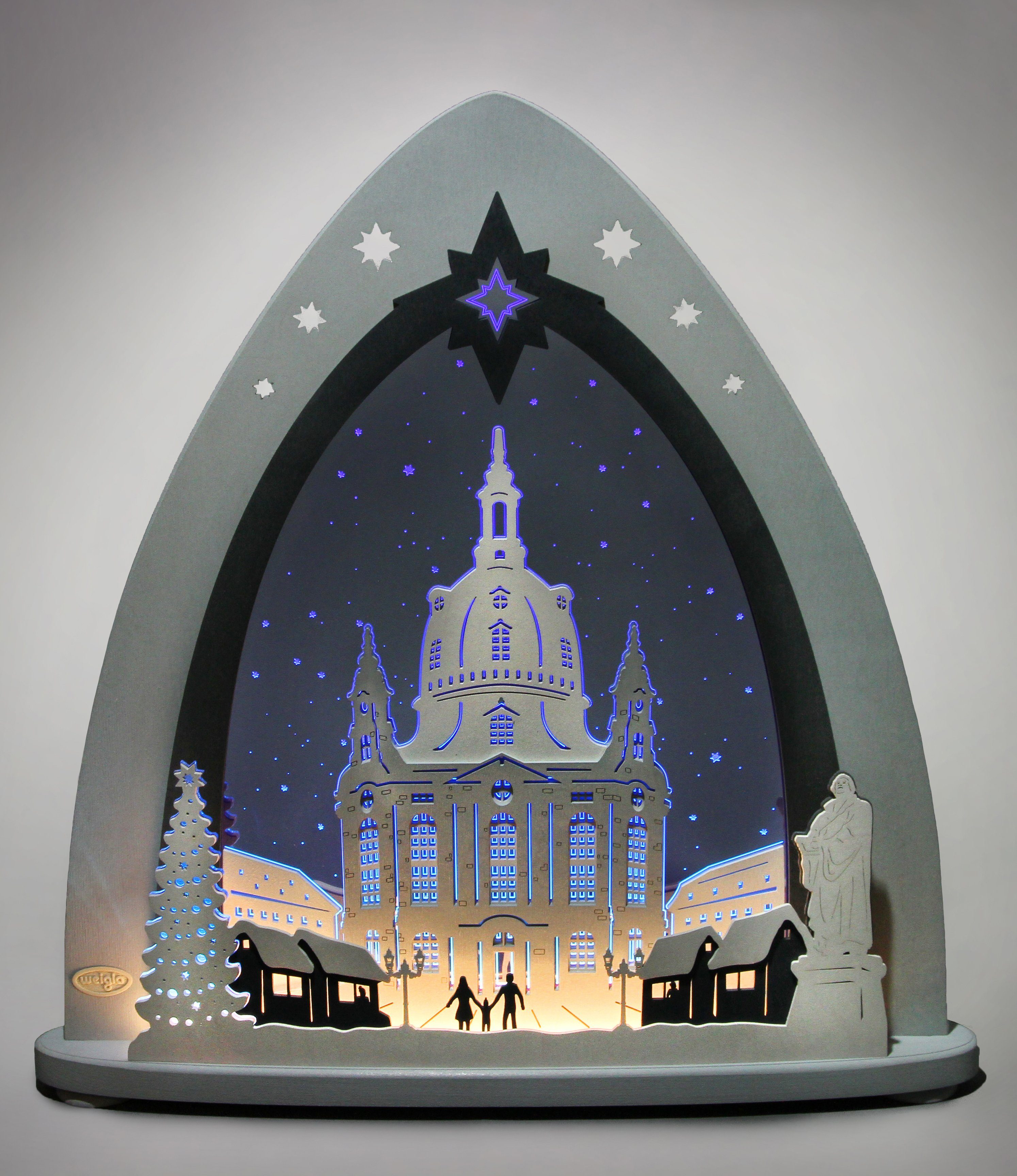 Dresdner Frauenkirche Weihnachtsdeko, Lichterbogen in 3D Weigla Motiv: Dresdner Optik, Frauenkirche,