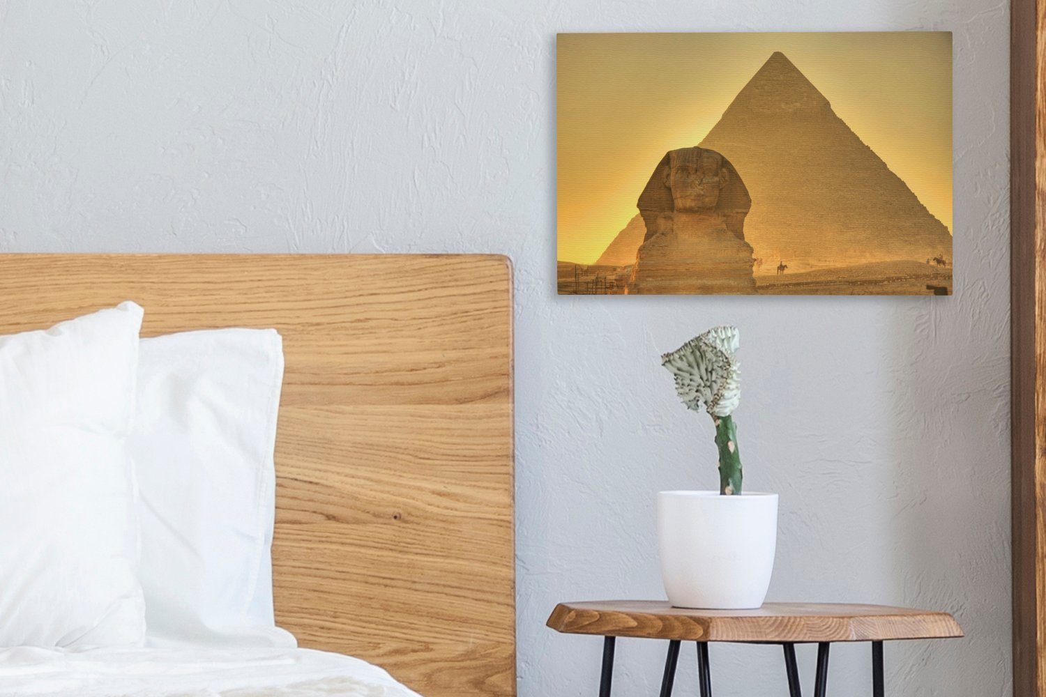 im Sphinx (1 Abendlicht, von cm Aufhängefertig, in St), Leinwandbilder, Ägypten Wanddeko, Die Wandbild 30x20 Leinwandbild OneMillionCanvasses® Gizeh