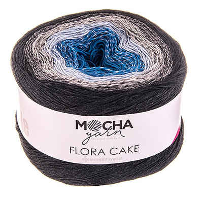 mochayarn 250g Farbverlaufsgarn Flora Cake Häkelwolle, 900 m, FLO23 blau-grau-schwarz