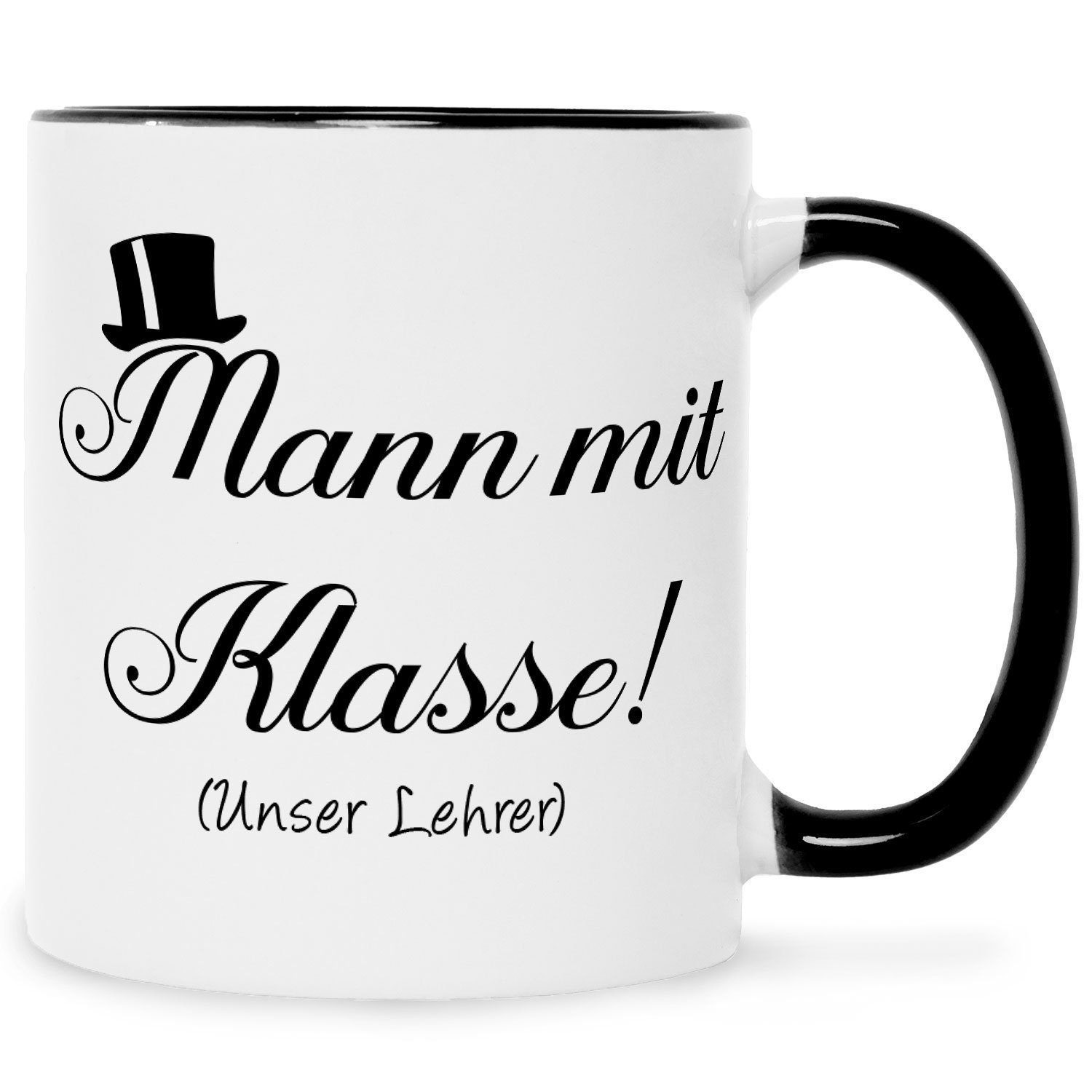 GRAVURZEILE Tasse mit Spruch - Mann mit Klasse, Keramik, Farbe: Schwarz & Weiß