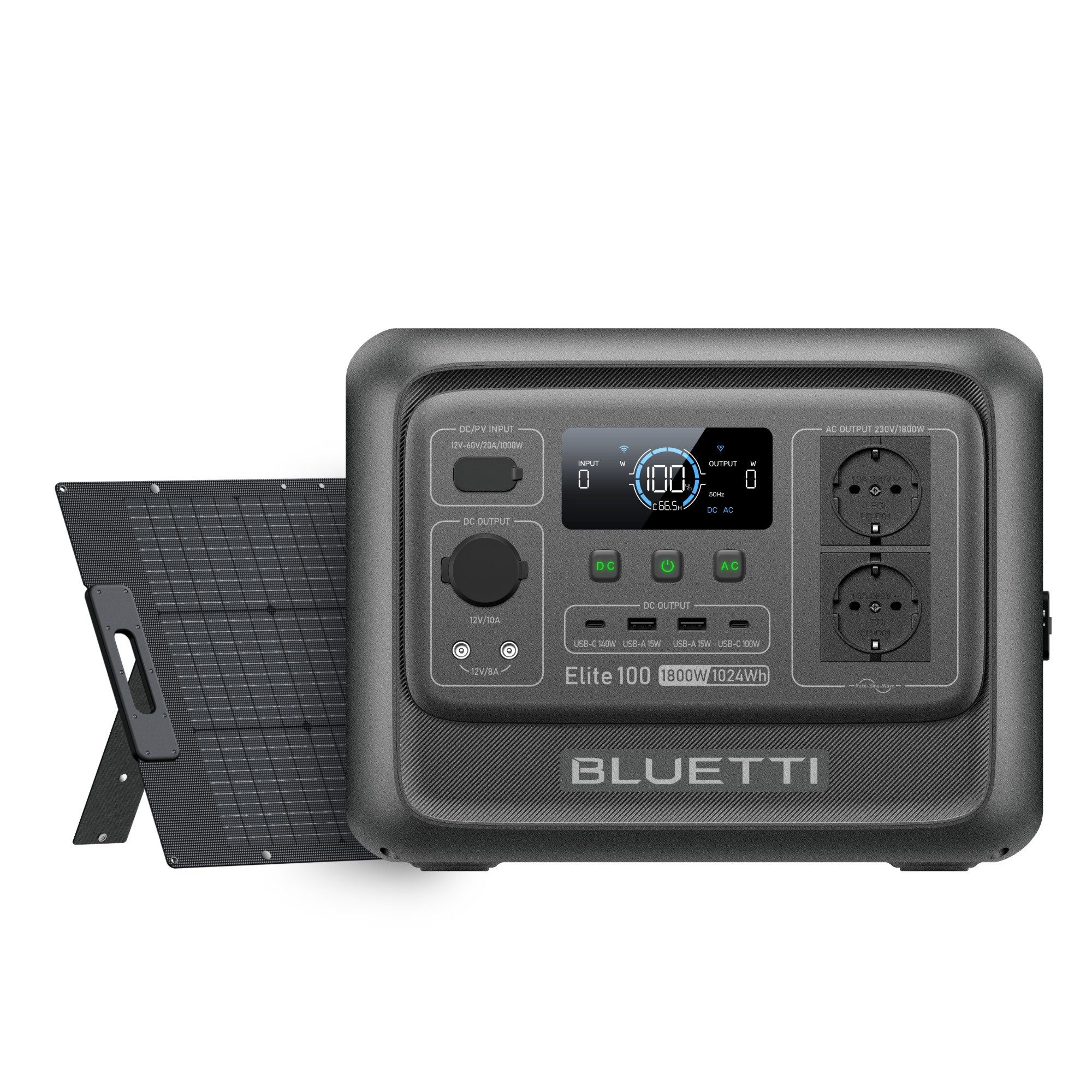 BLUETTI Stromerzeuger Elite 100 V2 1800W/ 1024Wh Tragbare PowerStation (2025 Neu), 1,8 in kW, (LFP Batterie Backup mit 2 1800W AC Ausgängen (3600W Surge), 35% Kompakter, Solar Generator für Camping, Stromausfälle und Off-grid