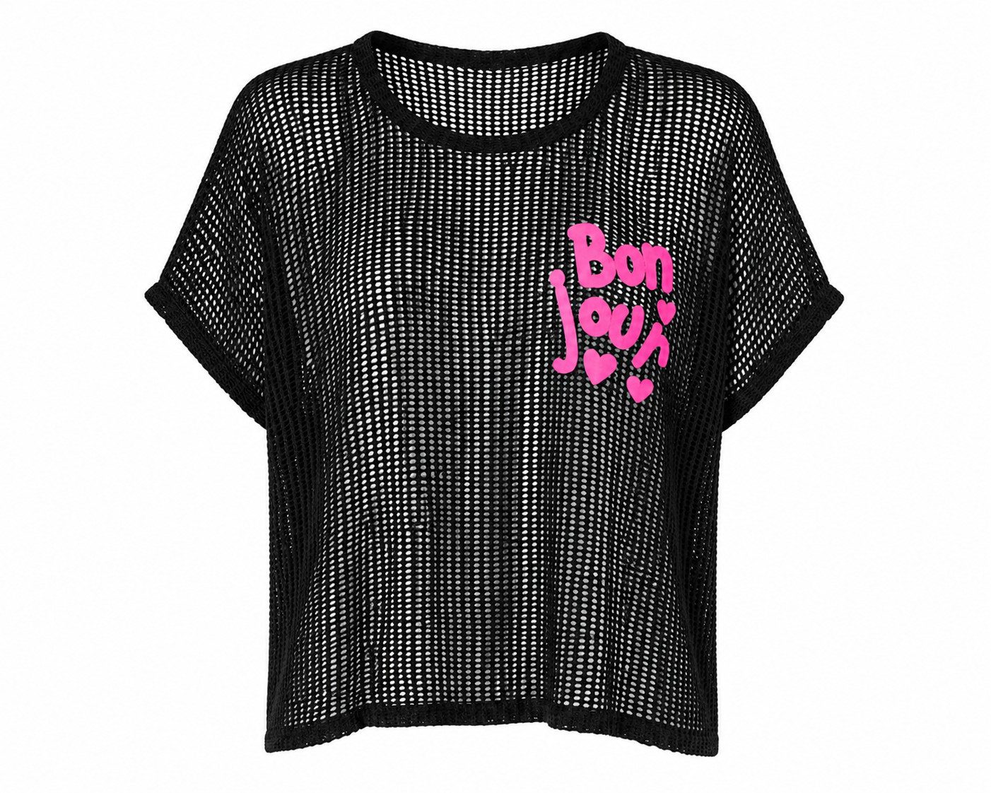 ITALY VIBES Stricktop - Häkelshirt - Häkeltop - Lochstrick Shirt Damen - Kurzarmshirt ONE SIZE / passend für Größe XS - M