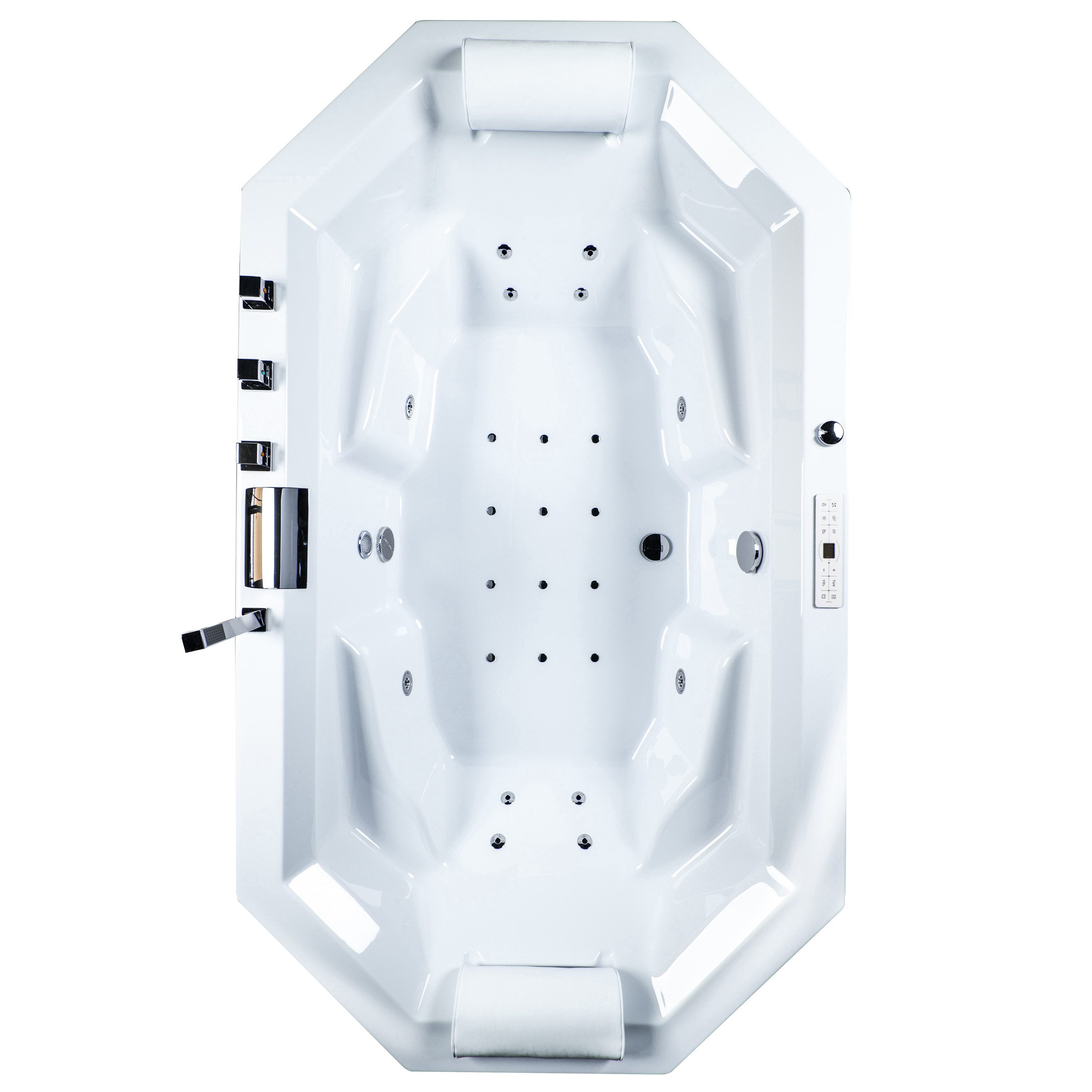 Basera® Whirlpool-Badewanne PREMIUM Indoor Podest-Whirlpool Badewanne Bora Bora 200 x 115 cm, (Komplett-Set), mit 24 Massagedüsen, Heizung, Wasserdesinfektion, Bodenansaugung, W...