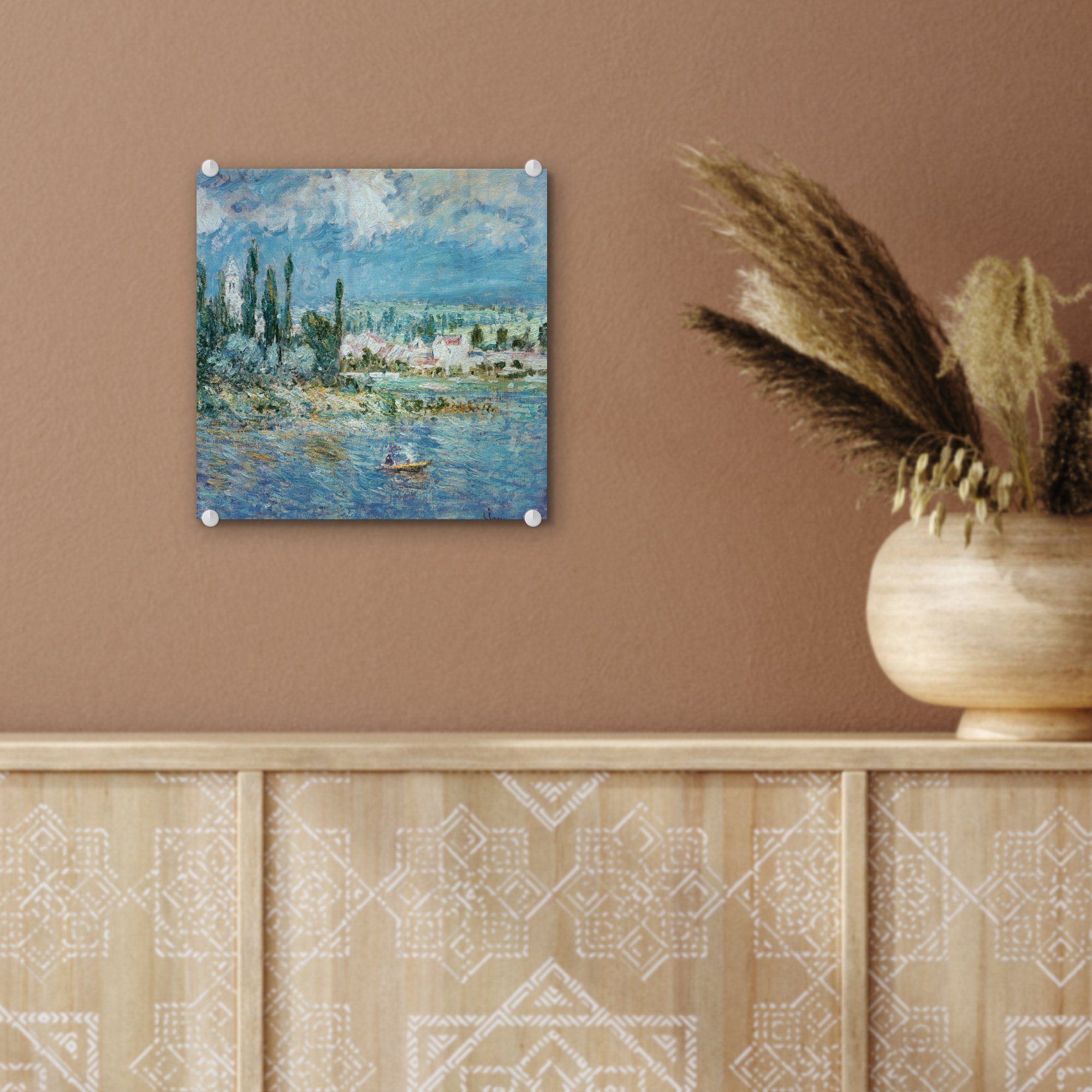 MuchoWow Acrylglasbild Landschaft mit Gewitter Monet, Claude Glas Wanddekoration - Foto Wandbild (1 - Glas - auf St), Bilder Glasbilder - auf