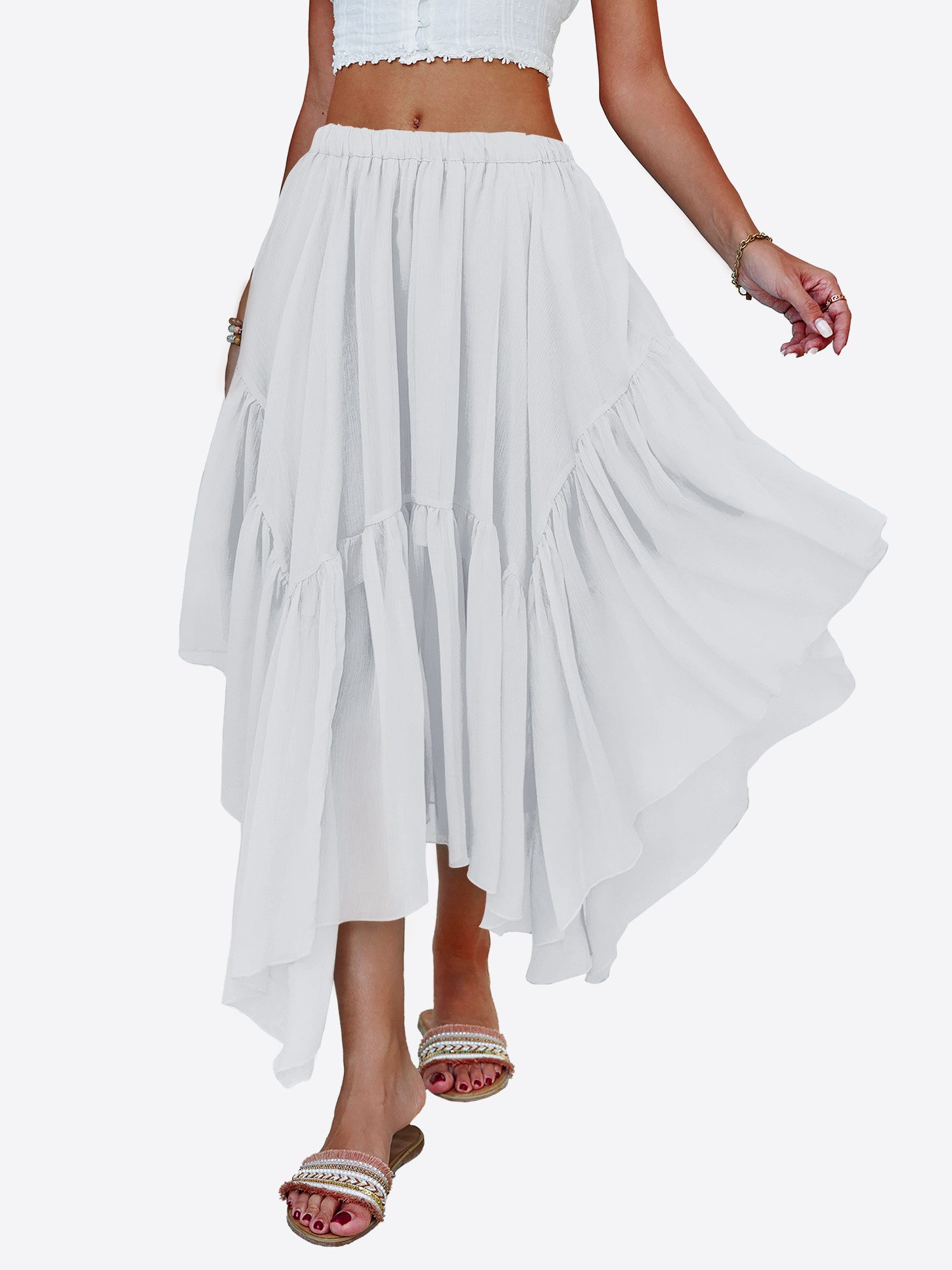 Imily Bela Maxirock Damen Bohème Rock (Packung, 1-tlg., 1per-Pack) mit Elastischer Bund