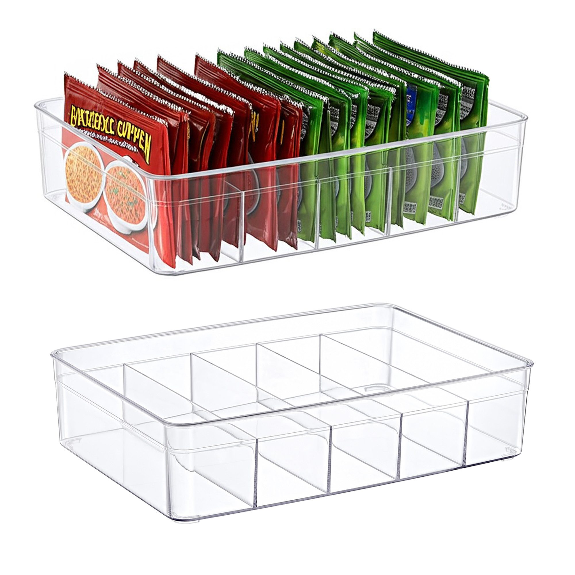 ogoPLUS Aufbewahrungssystem 2 Stück 5 Fächer Kühlschrank Organizer Größe L - BPA-Frei