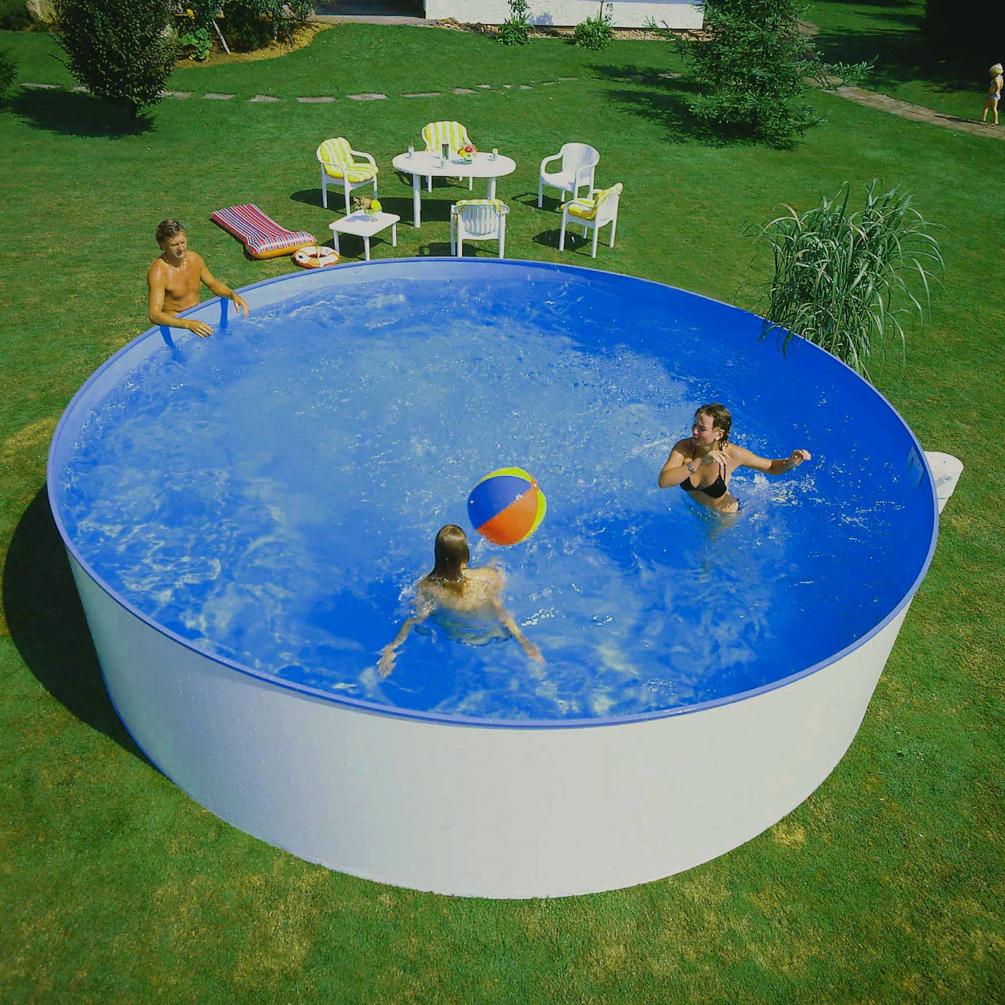 Planet Pool Rundpool Stahlwandpool rund 360x84 cm, Stahl 0,3 mm weiß, F (Einzelbecken, 1-tlg), verzinkte Stahlwand