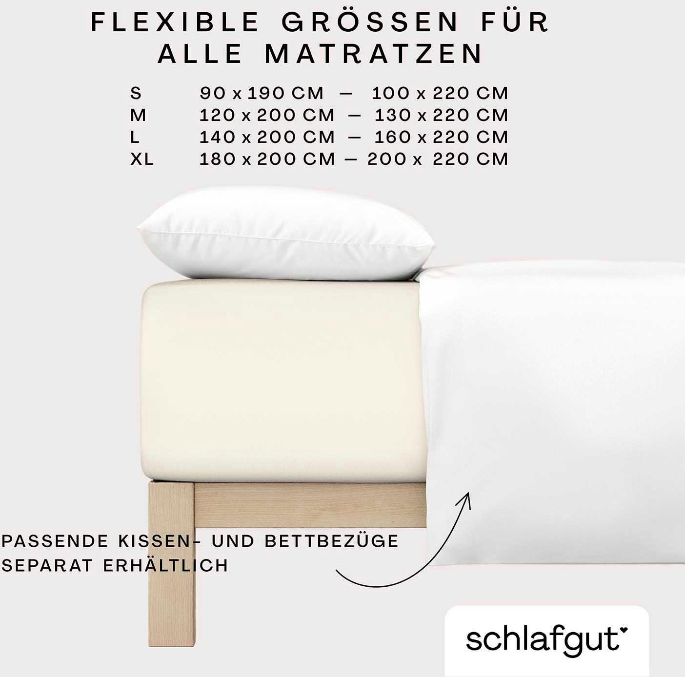Schlafgut Spannbettlaken PURE BOXSPRING Bio-Baumwolle mit Elasthan, 170 g/m², Bettlaken, Jersey-Elasthan, Gummizug: rundum, (1 Stück), PREMIUM Boxspringbett Laken bis 40 cm Höhe, dehnbar blickdicht, straff